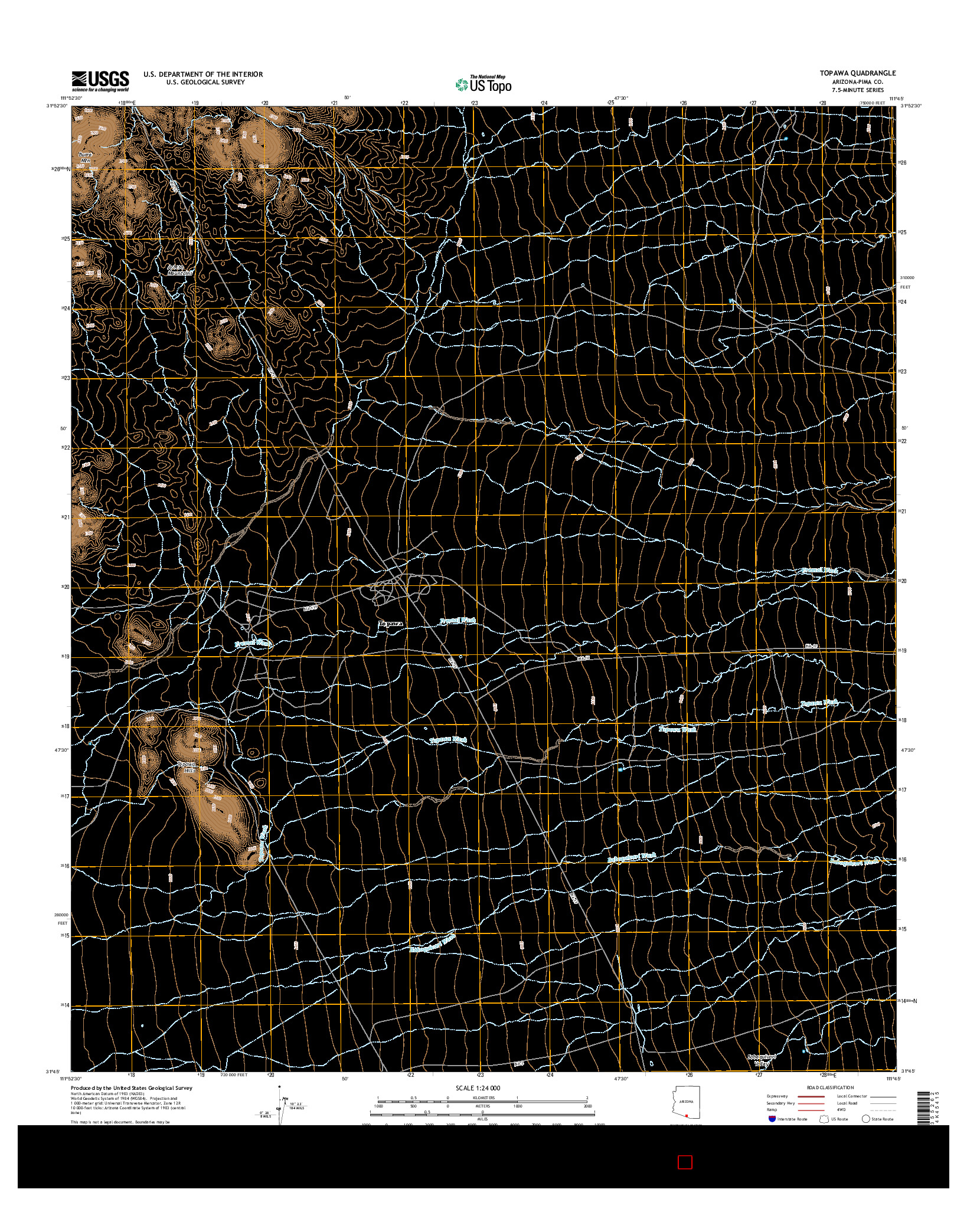 USGS US TOPO 7.5-MINUTE MAP FOR TOPAWA, AZ 2014