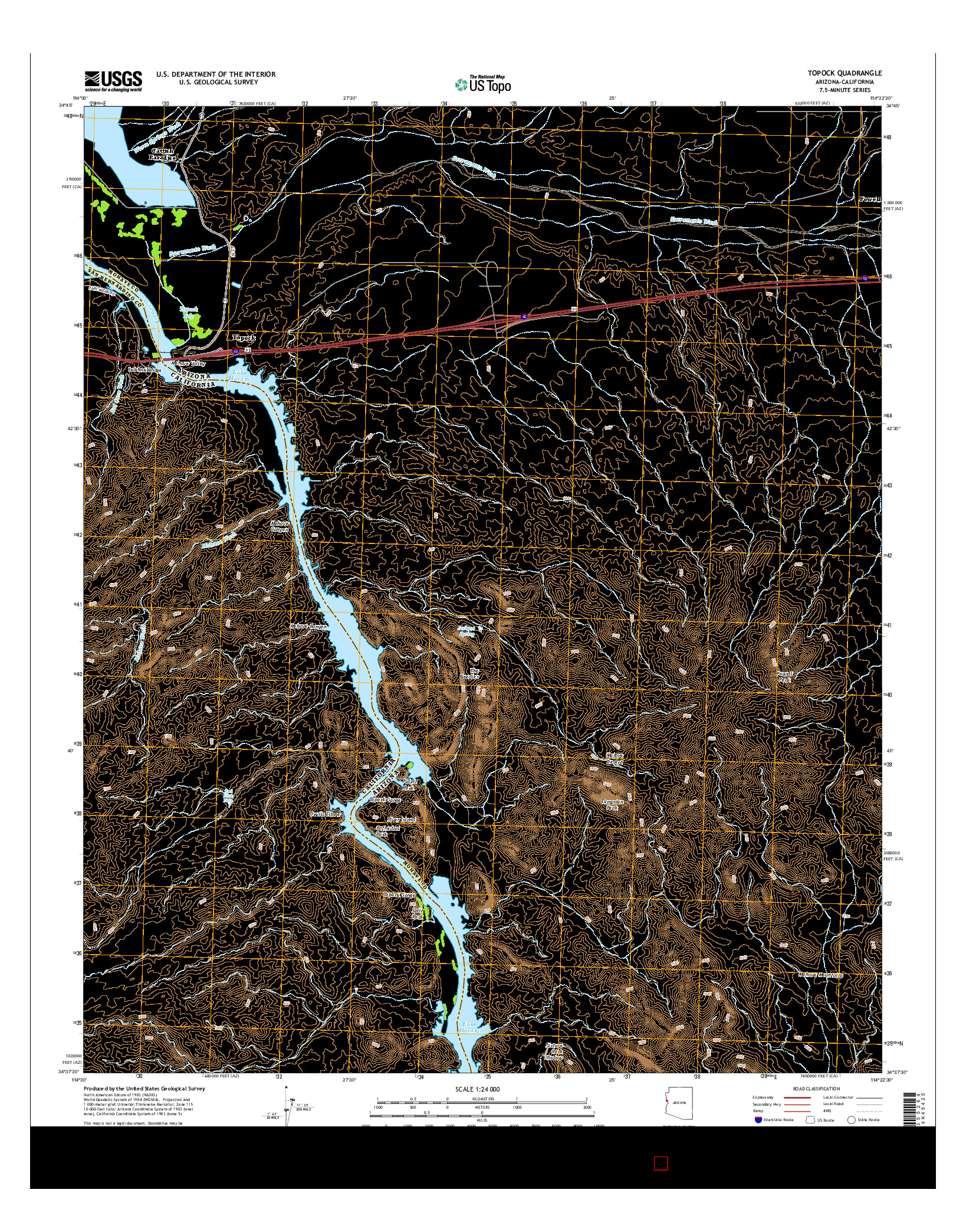USGS US TOPO 7.5-MINUTE MAP FOR TOPOCK, AZ-CA 2014