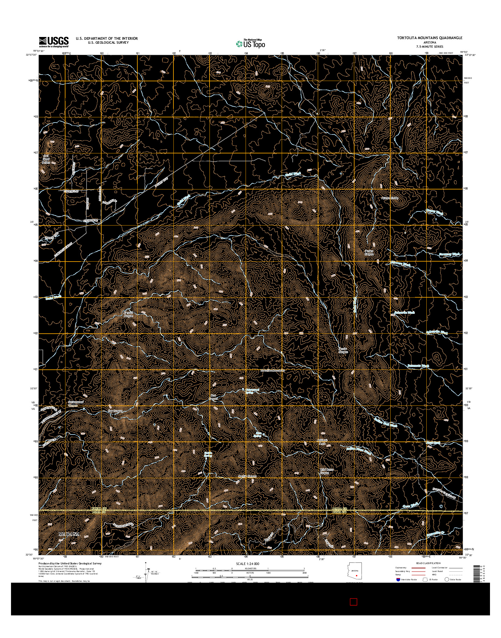 USGS US TOPO 7.5-MINUTE MAP FOR TORTOLITA MOUNTAINS, AZ 2014