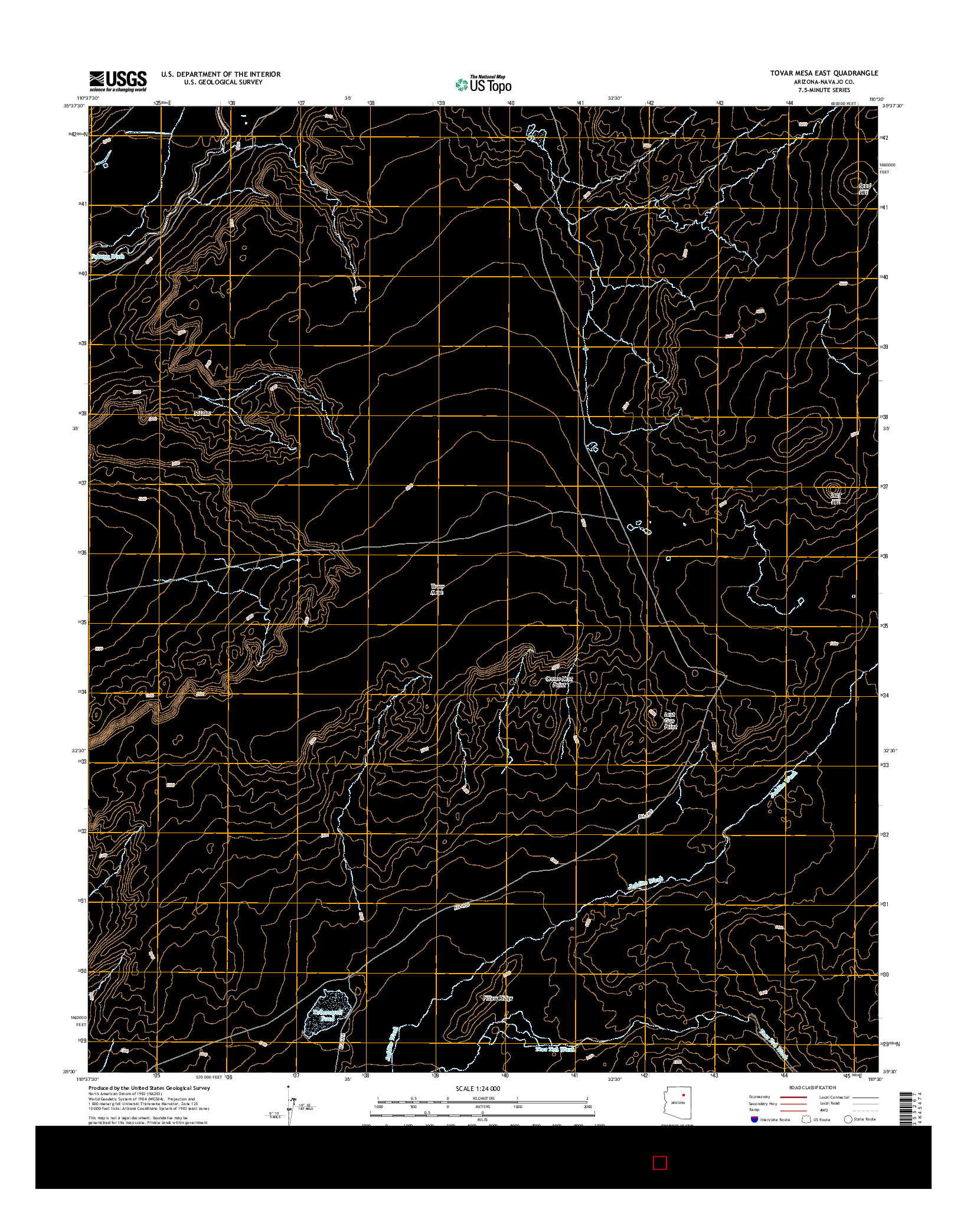 USGS US TOPO 7.5-MINUTE MAP FOR TOVAR MESA EAST, AZ 2014