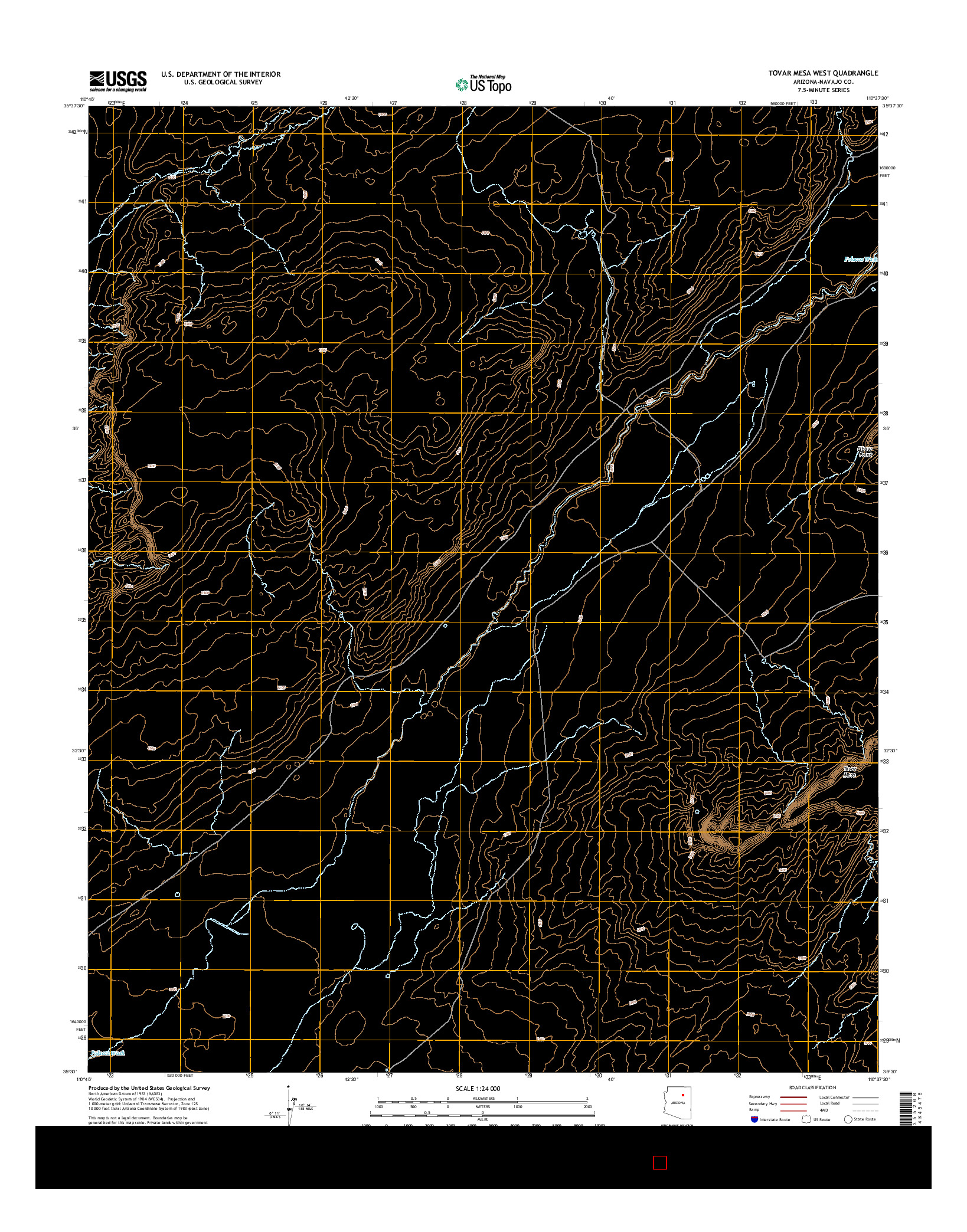 USGS US TOPO 7.5-MINUTE MAP FOR TOVAR MESA WEST, AZ 2014