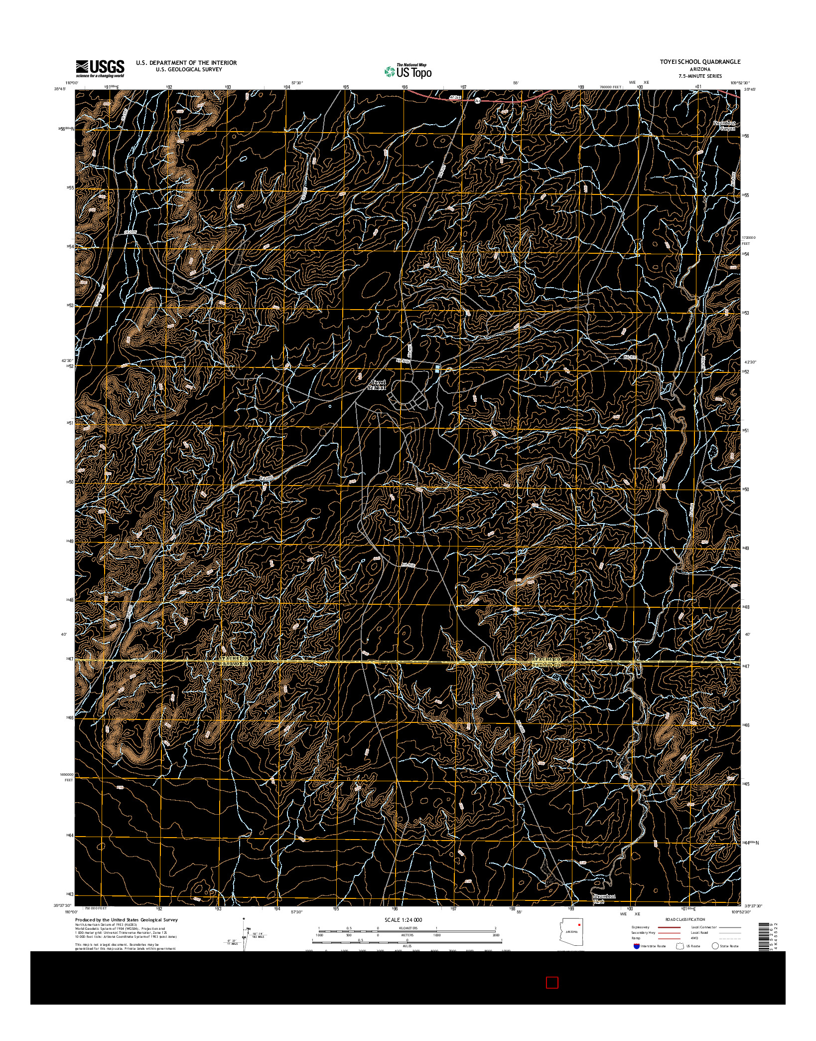 USGS US TOPO 7.5-MINUTE MAP FOR TOYEI SCHOOL, AZ 2014