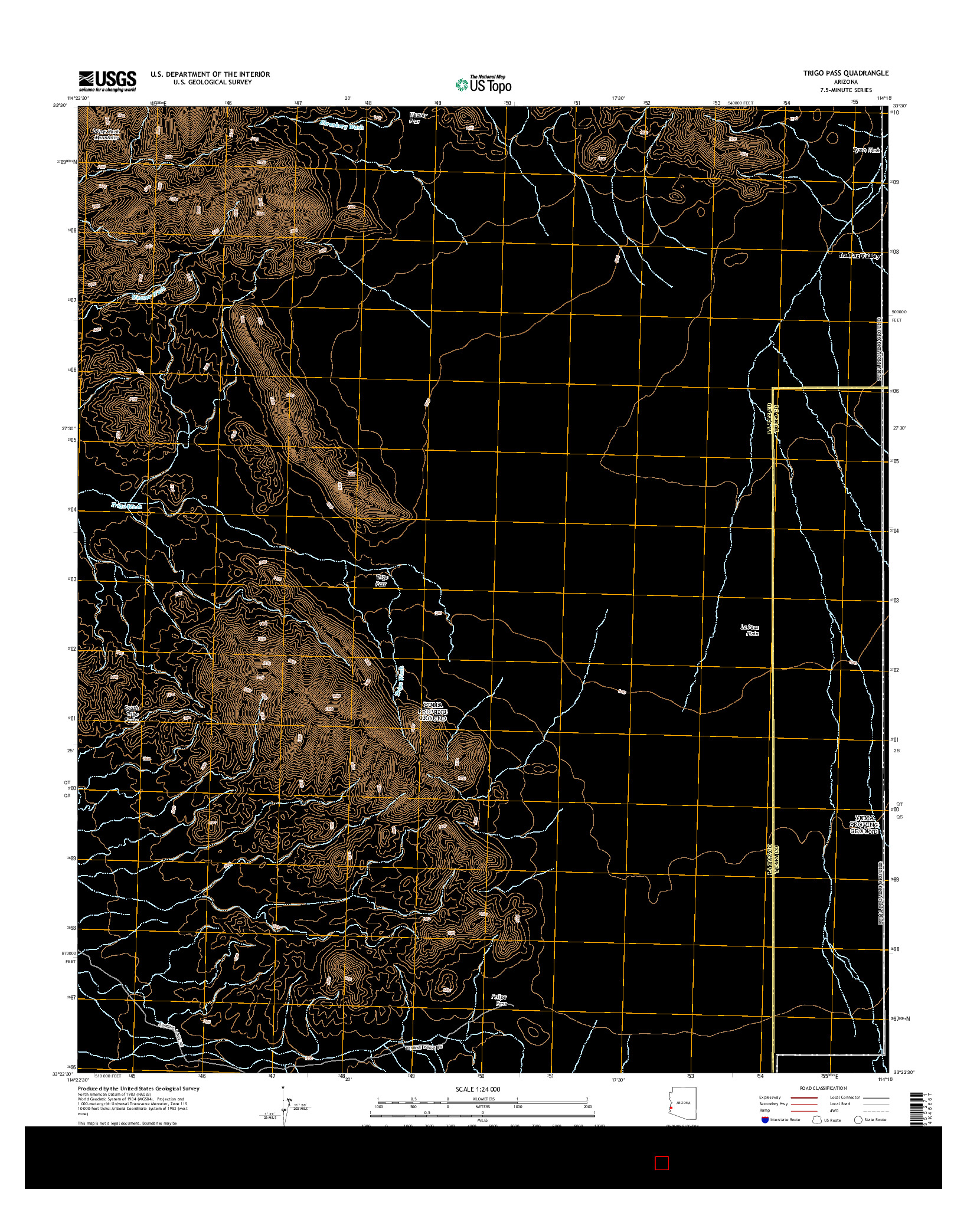 USGS US TOPO 7.5-MINUTE MAP FOR TRIGO PASS, AZ 2014