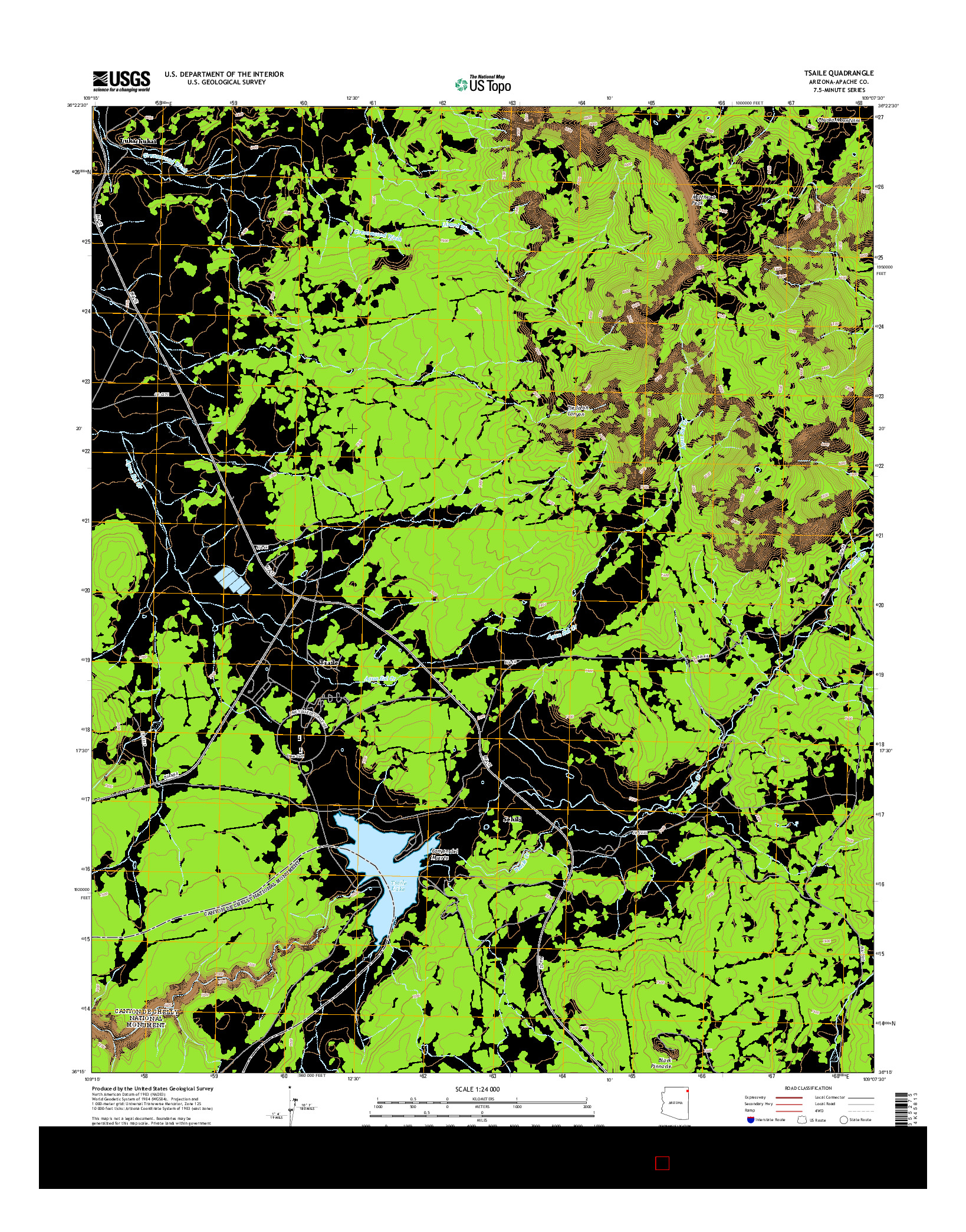 USGS US TOPO 7.5-MINUTE MAP FOR TSAILE, AZ 2014