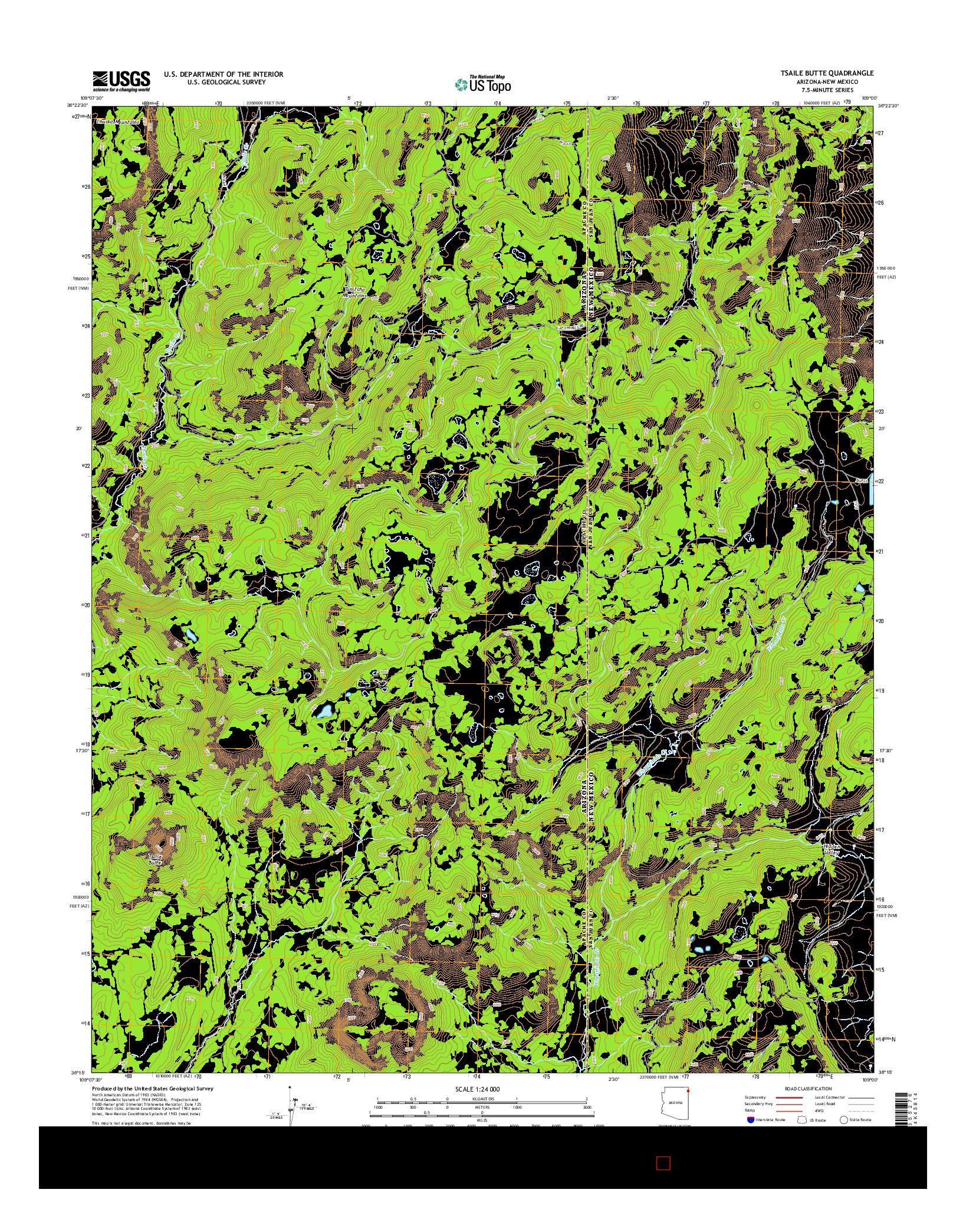 USGS US TOPO 7.5-MINUTE MAP FOR TSAILE BUTTE, AZ-NM 2014