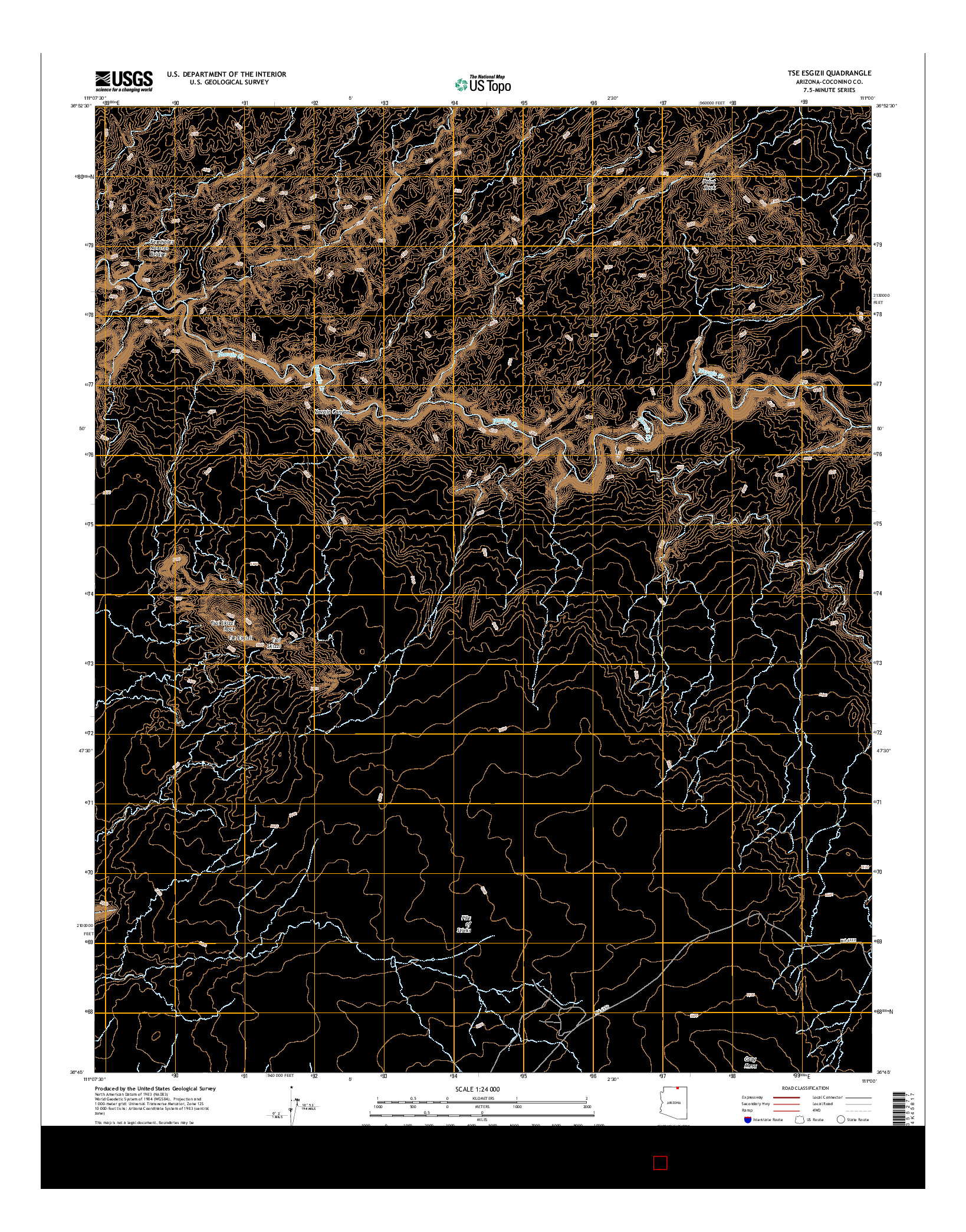 USGS US TOPO 7.5-MINUTE MAP FOR TSE ESGIZII, AZ 2014
