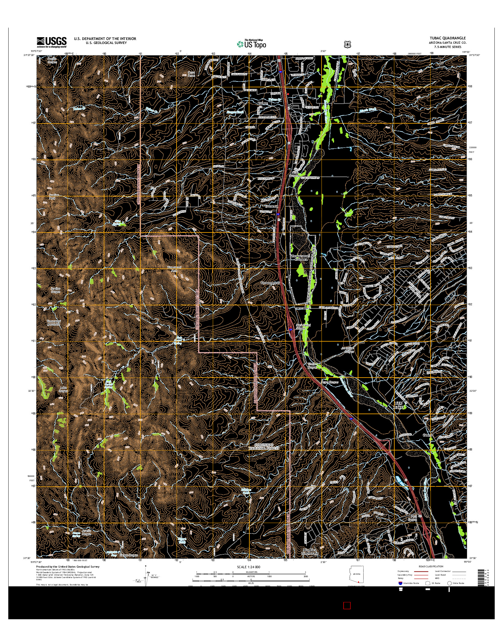 USGS US TOPO 7.5-MINUTE MAP FOR TUBAC, AZ 2014