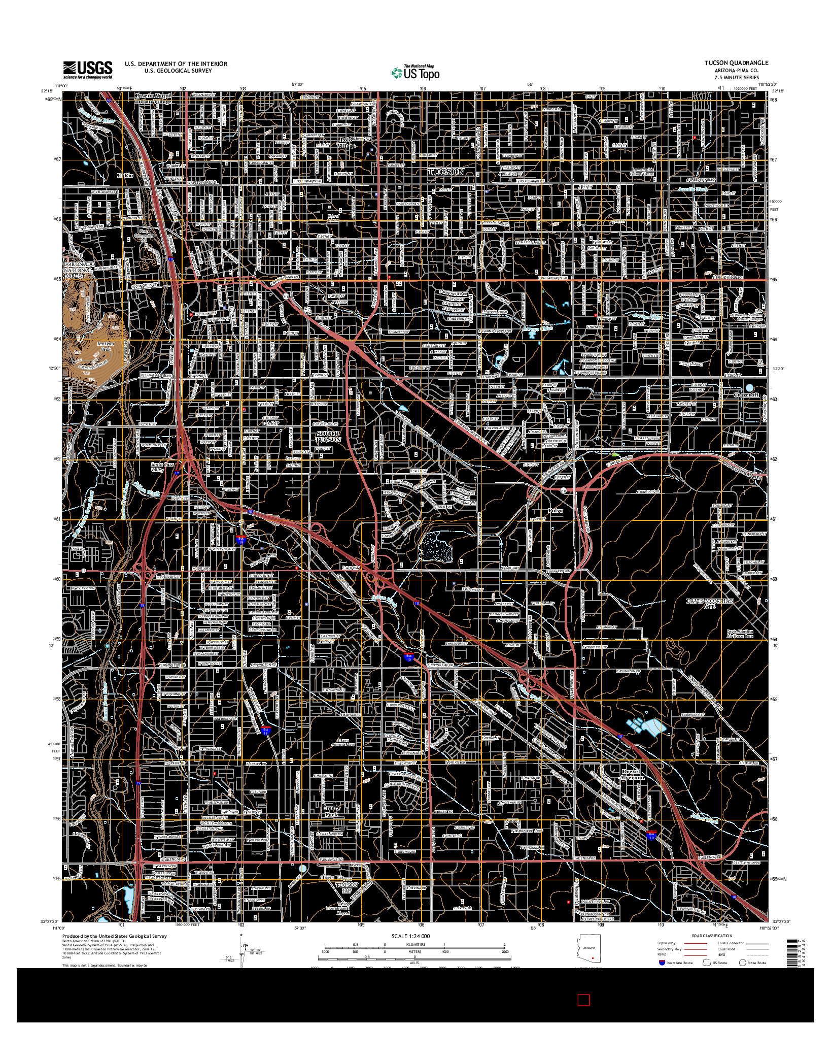 USGS US TOPO 7.5-MINUTE MAP FOR TUCSON, AZ 2014