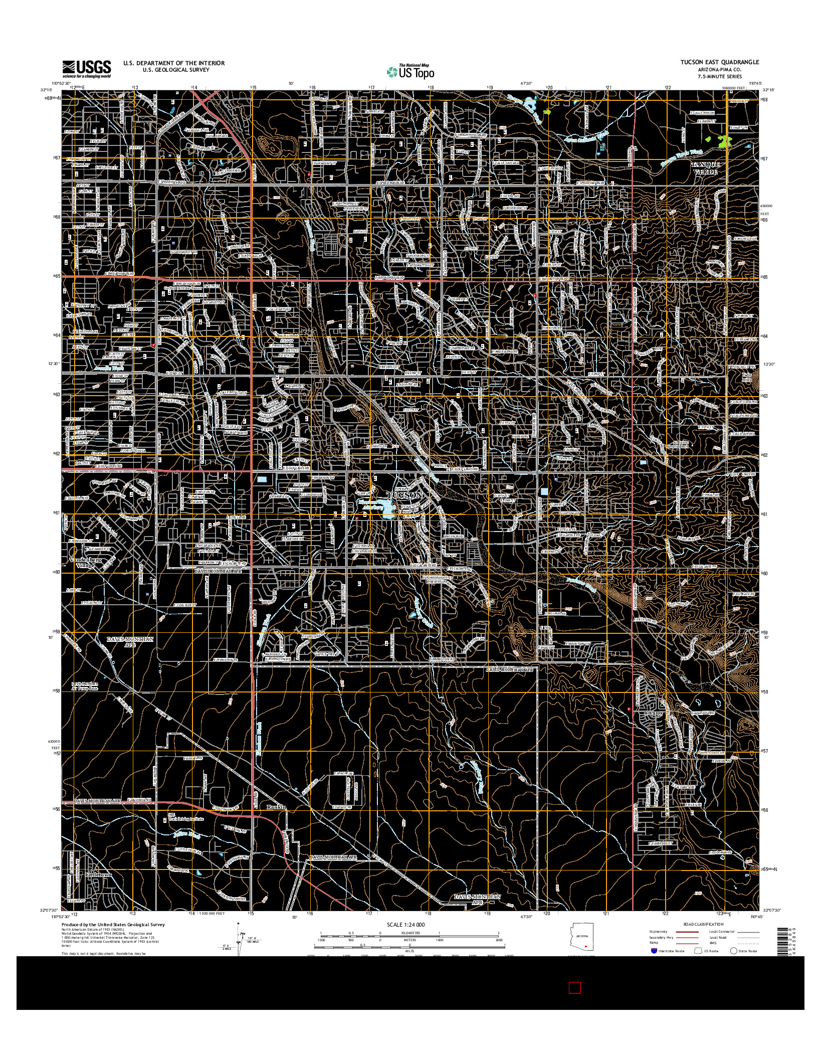 USGS US TOPO 7.5-MINUTE MAP FOR TUCSON EAST, AZ 2014