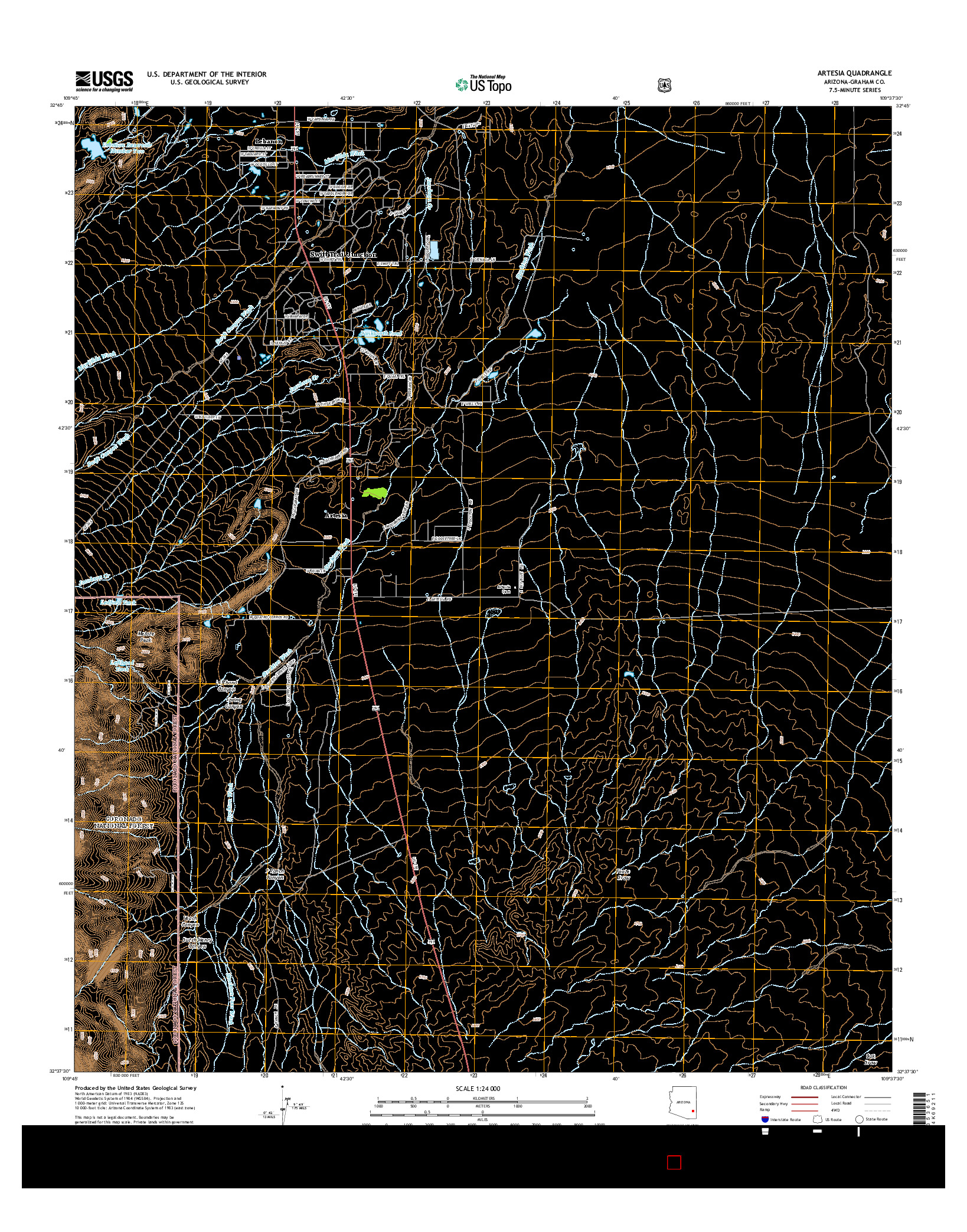 USGS US TOPO 7.5-MINUTE MAP FOR ARTESIA, AZ 2014