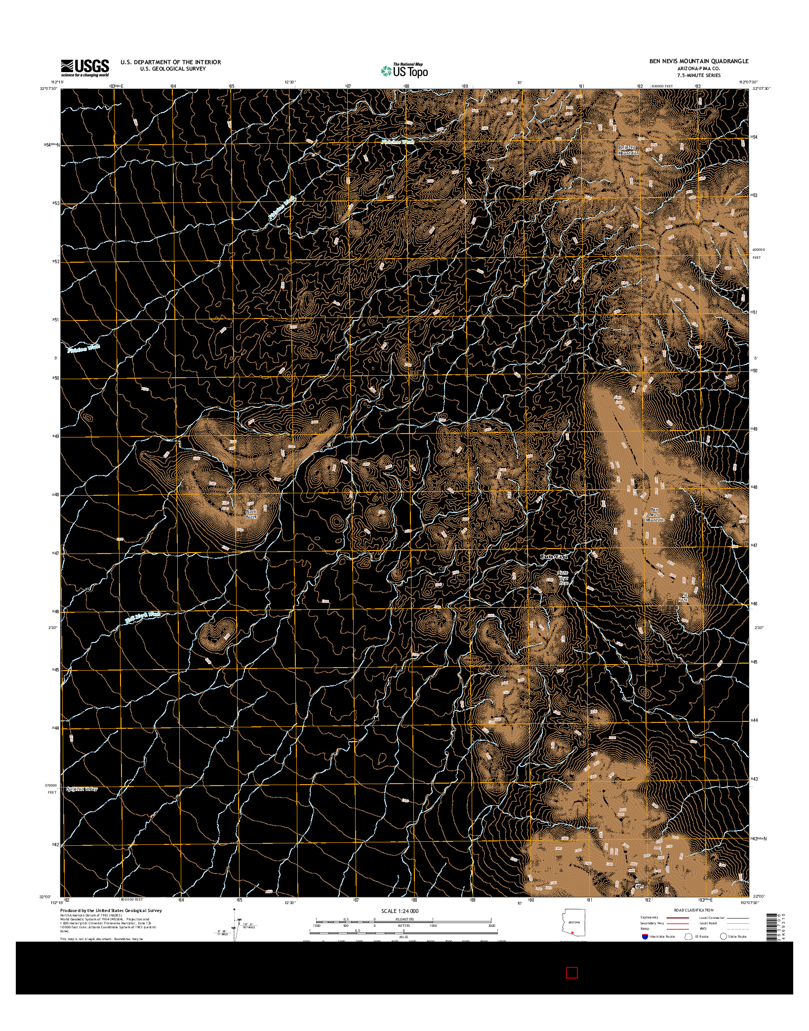 USGS US TOPO 7.5-MINUTE MAP FOR BEN NEVIS MOUNTAIN, AZ 2014