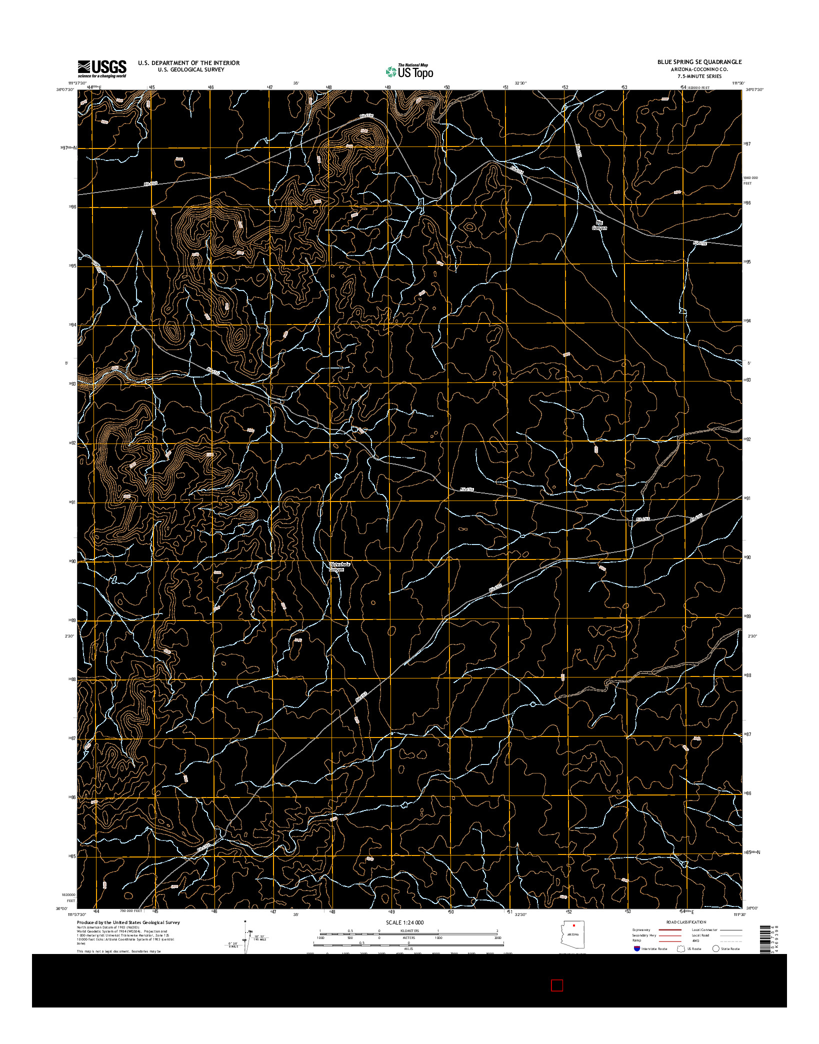USGS US TOPO 7.5-MINUTE MAP FOR BLUE SPRING SE, AZ 2014