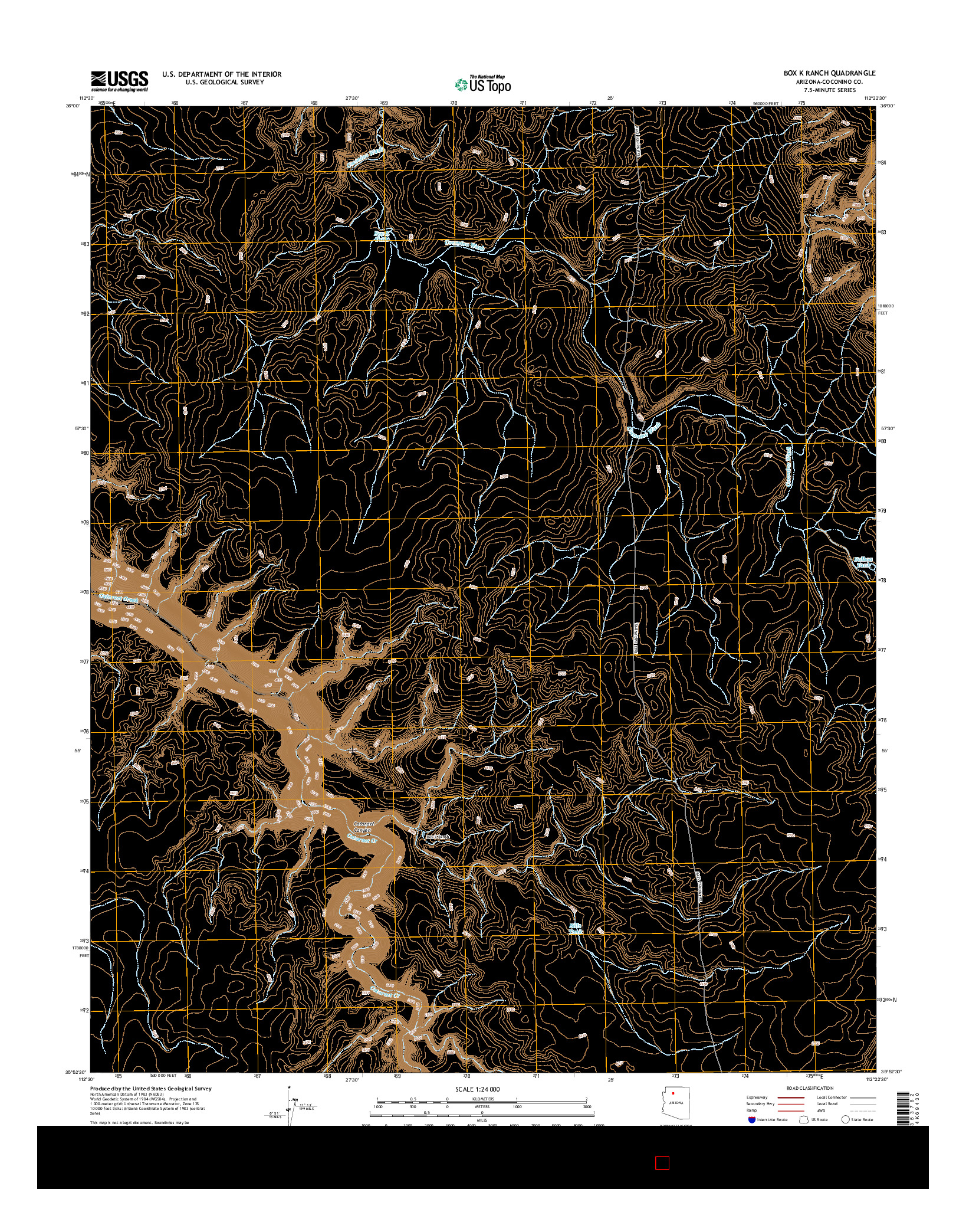 USGS US TOPO 7.5-MINUTE MAP FOR BOX K RANCH, AZ 2014