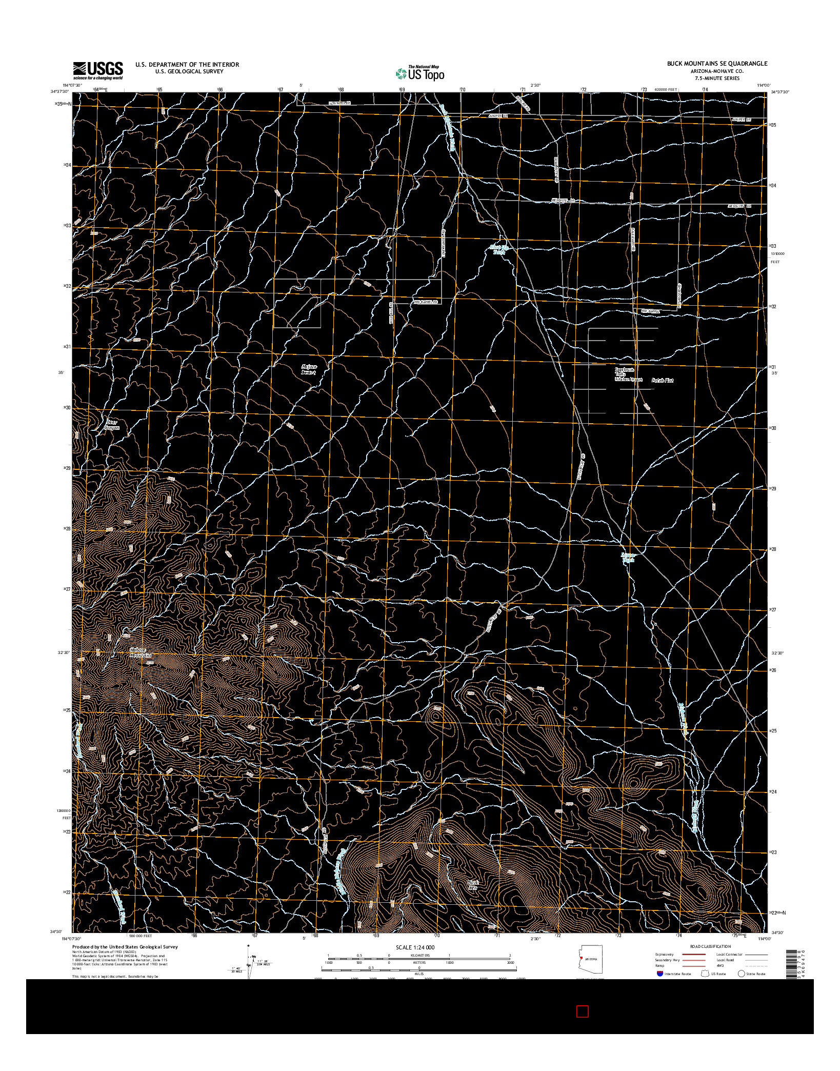 USGS US TOPO 7.5-MINUTE MAP FOR BUCK MOUNTAINS SE, AZ 2014