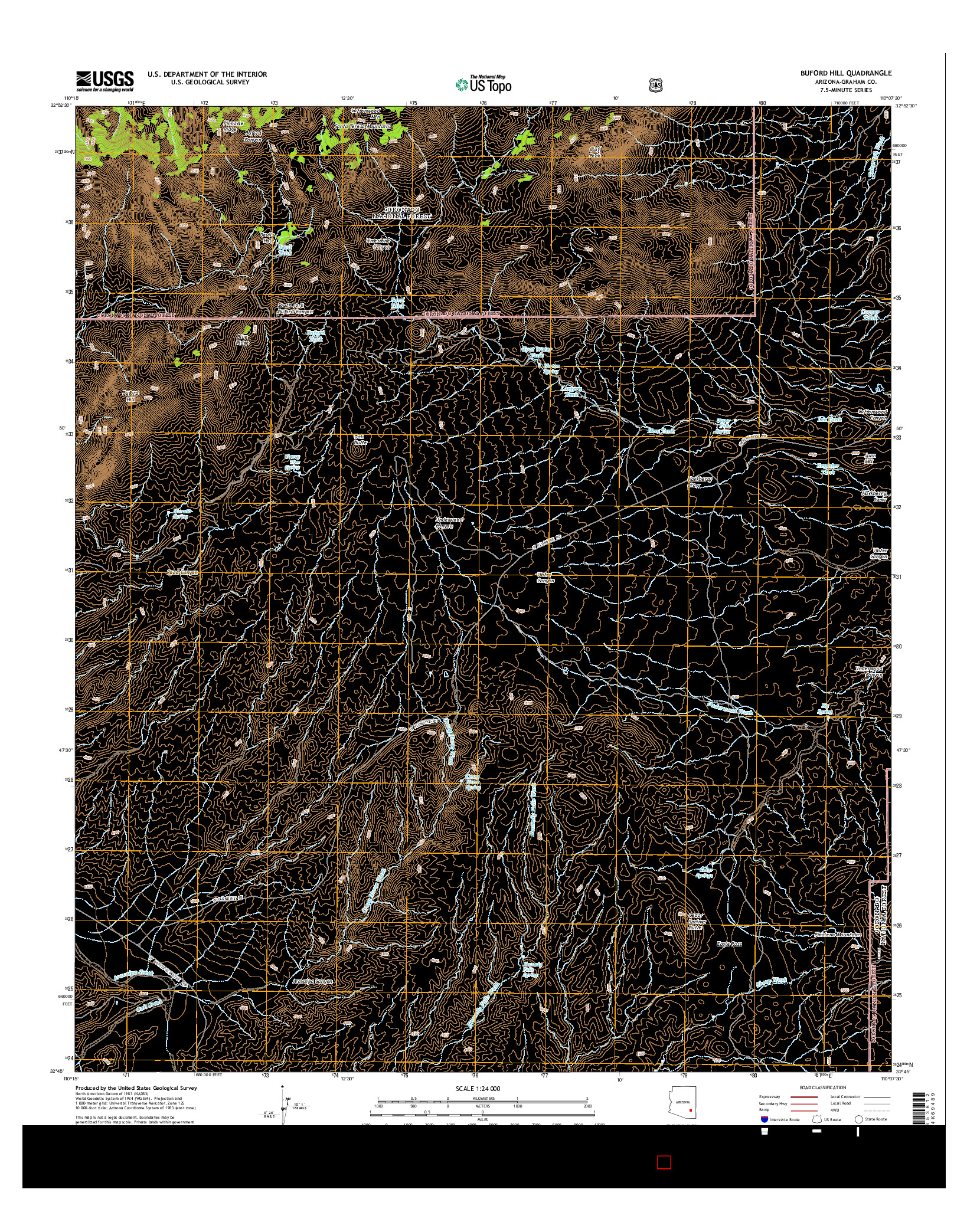 USGS US TOPO 7.5-MINUTE MAP FOR BUFORD HILL, AZ 2014