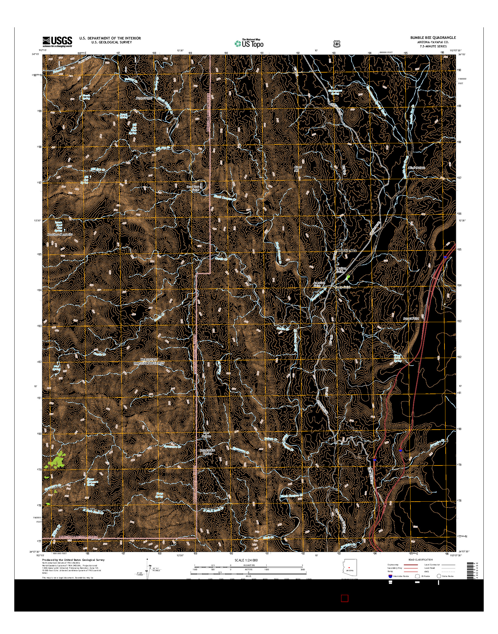 USGS US TOPO 7.5-MINUTE MAP FOR BUMBLE BEE, AZ 2014