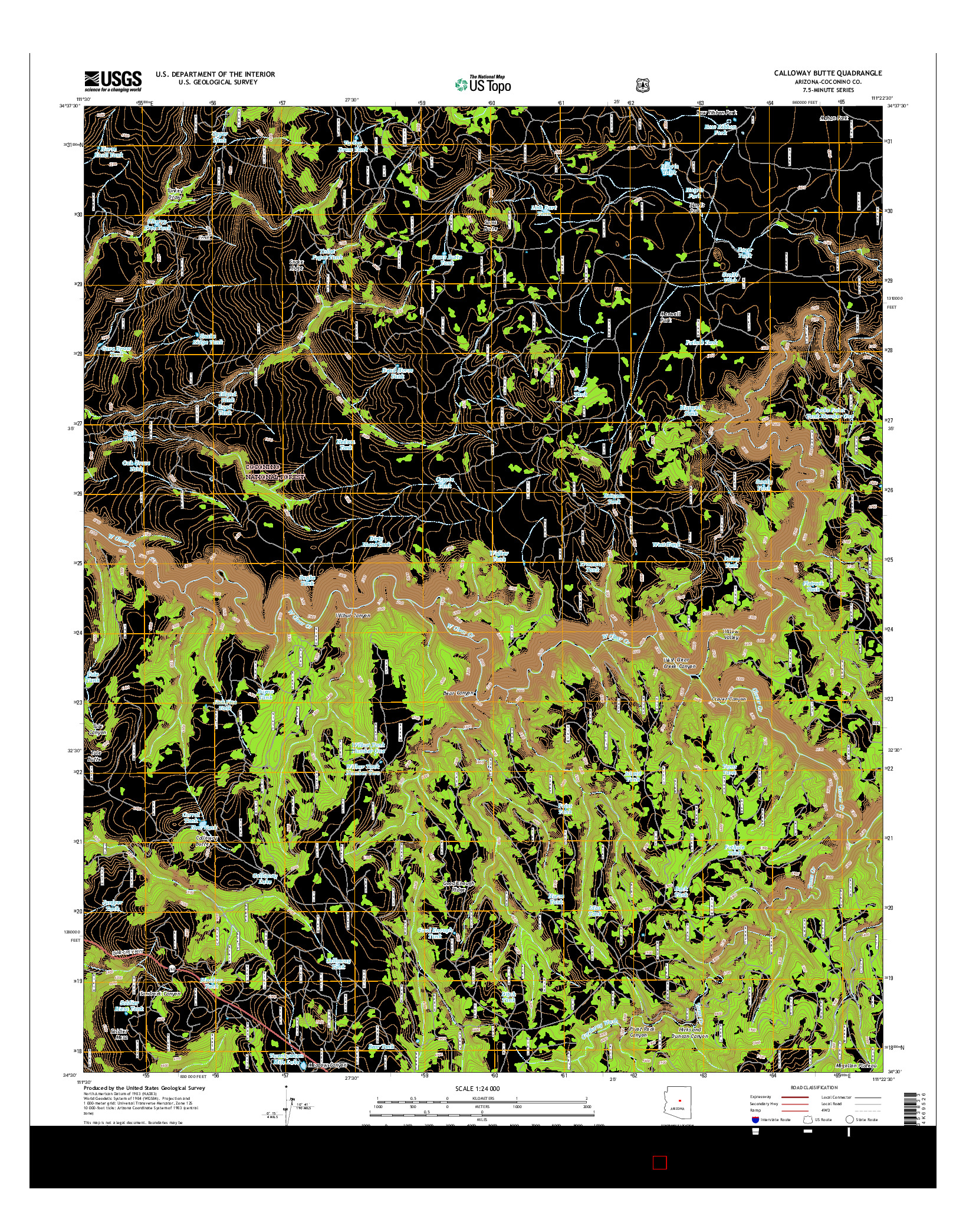 USGS US TOPO 7.5-MINUTE MAP FOR CALLOWAY BUTTE, AZ 2014