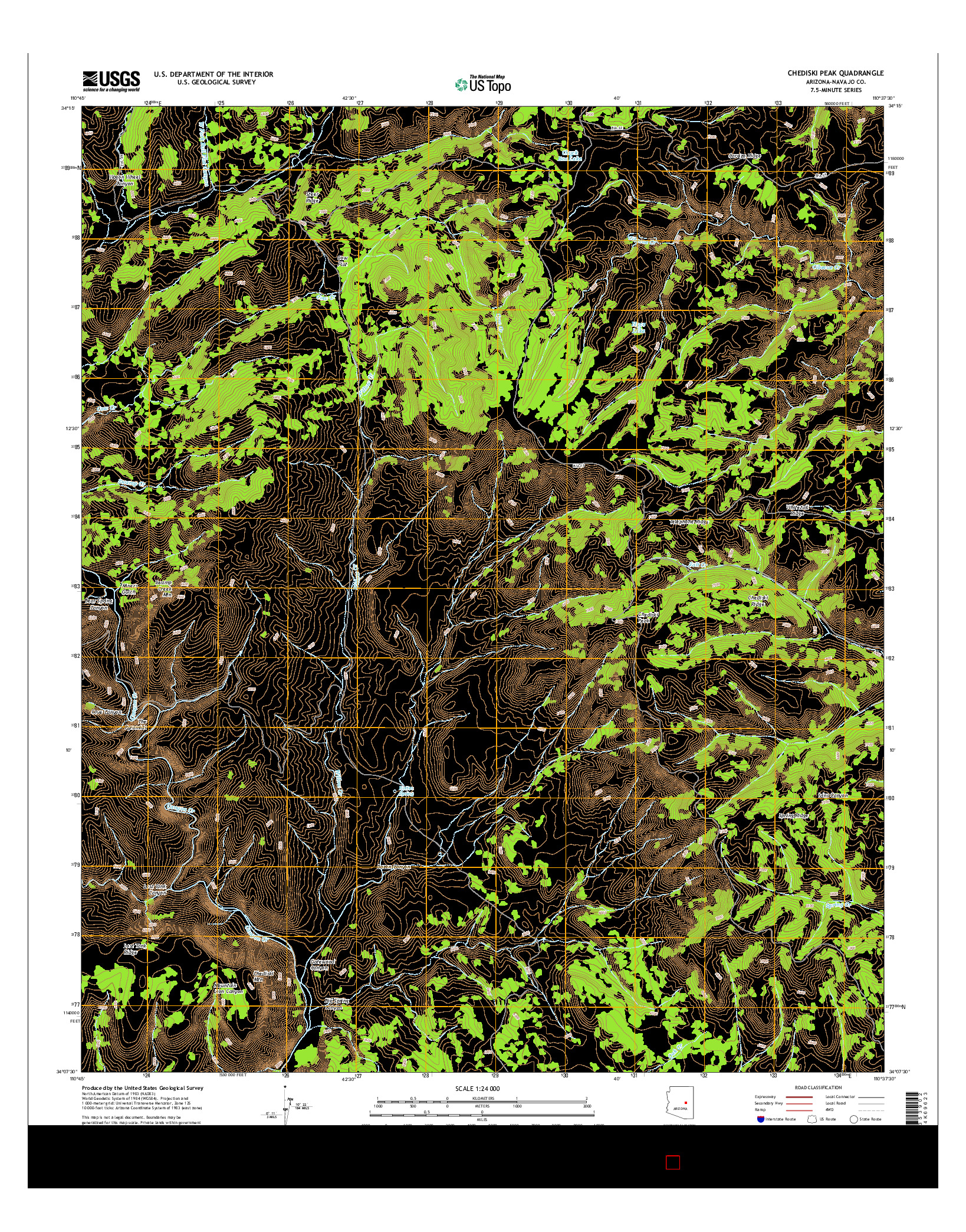 USGS US TOPO 7.5-MINUTE MAP FOR CHEDISKI PEAK, AZ 2014