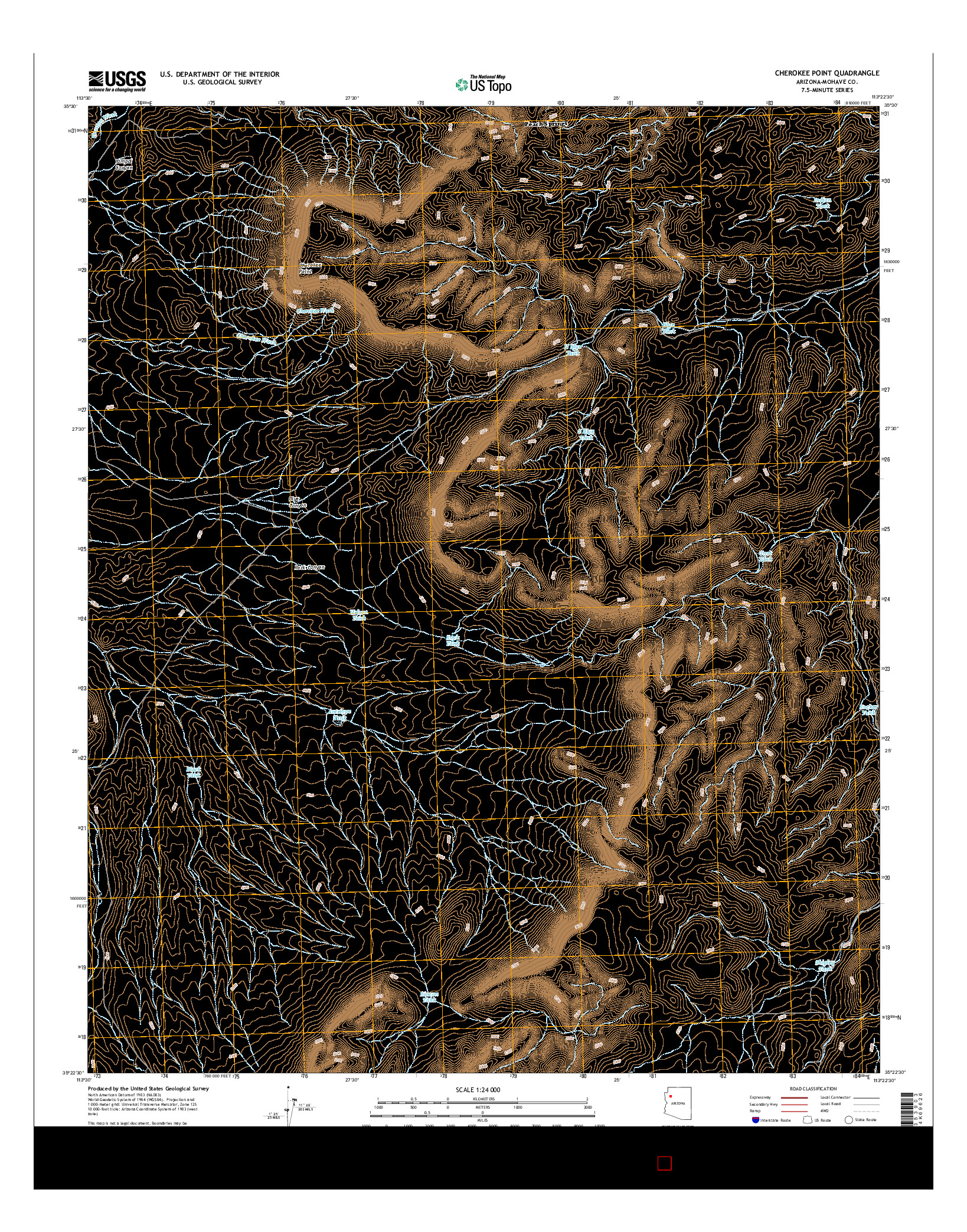 USGS US TOPO 7.5-MINUTE MAP FOR CHEROKEE POINT, AZ 2014