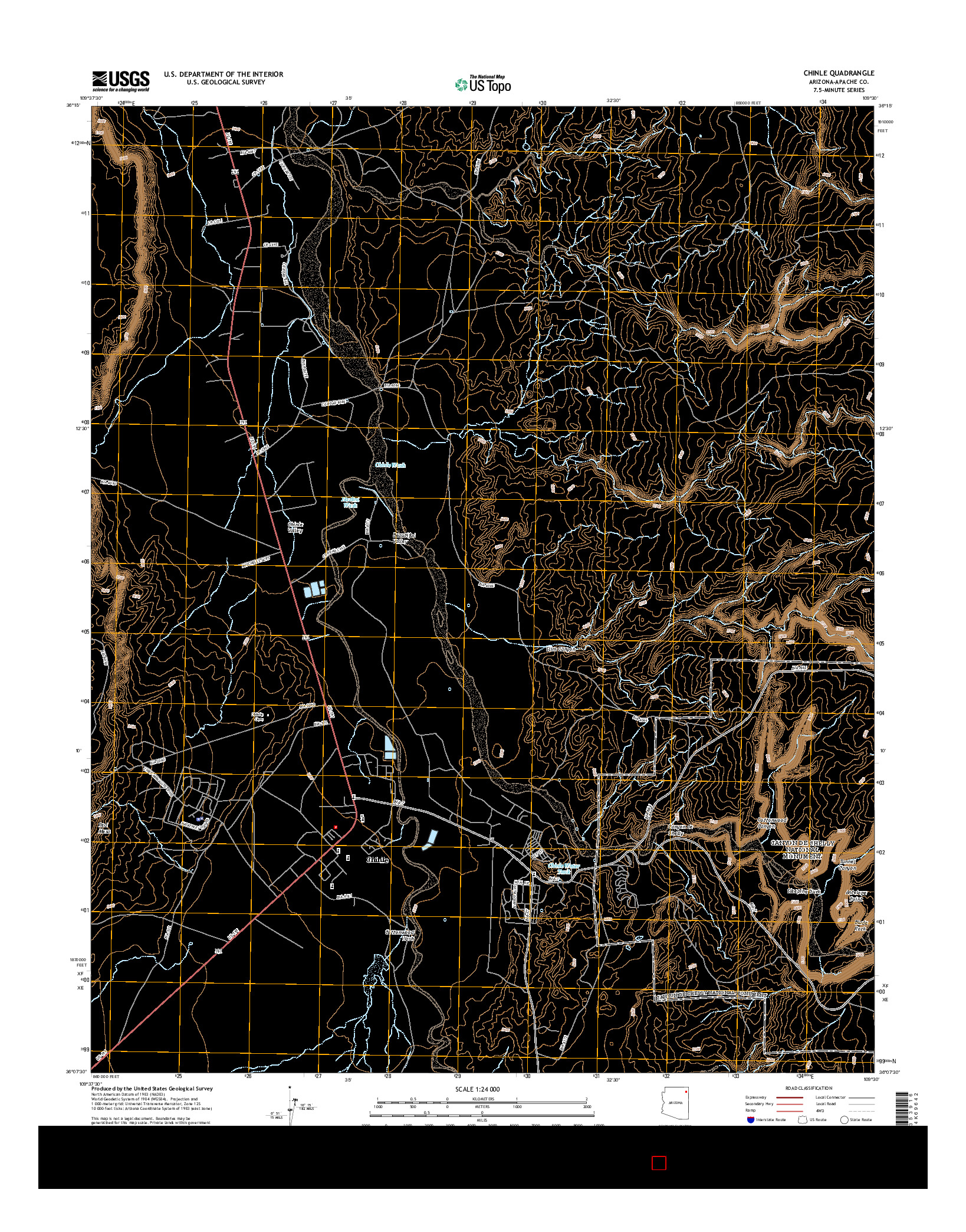 USGS US TOPO 7.5-MINUTE MAP FOR CHINLE, AZ 2014