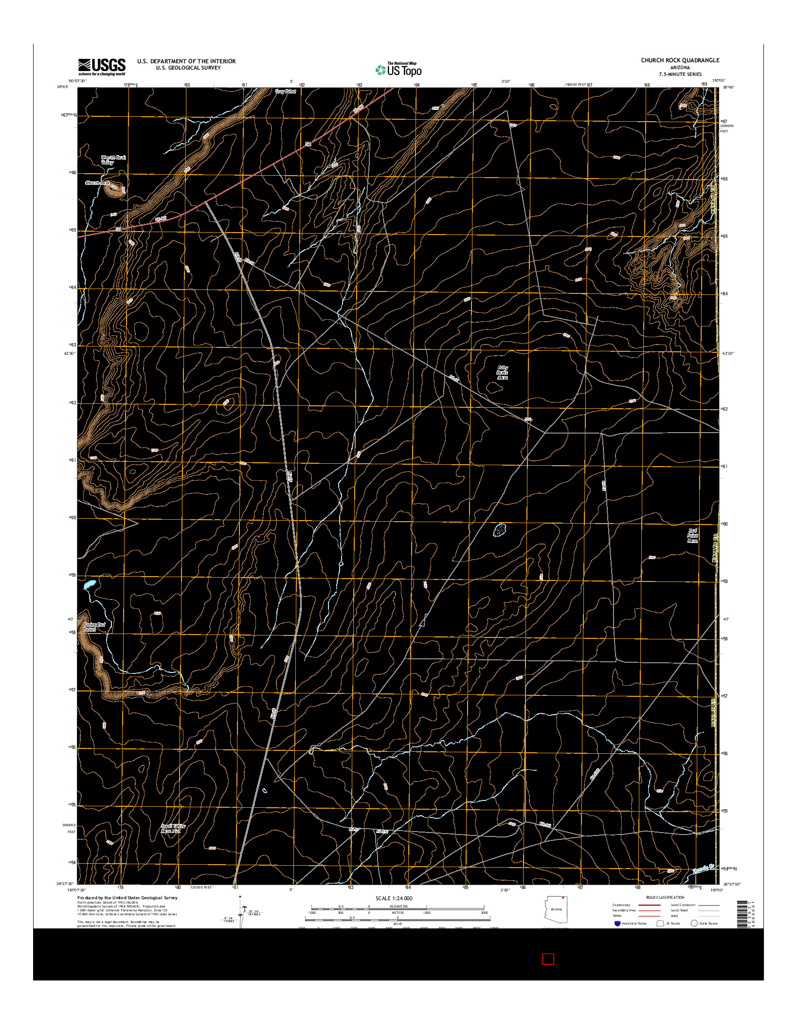 USGS US TOPO 7.5-MINUTE MAP FOR CHURCH ROCK, AZ 2014