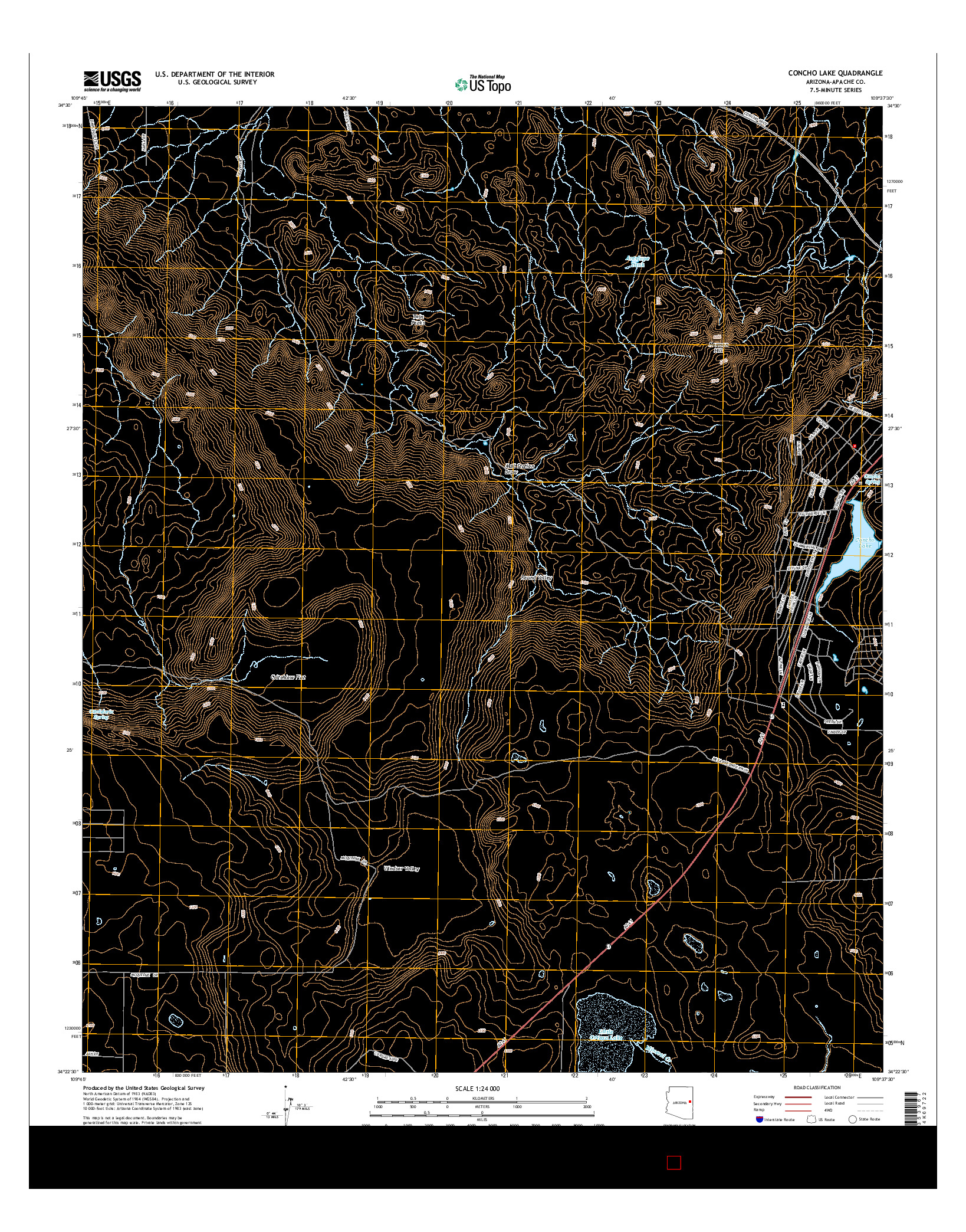 USGS US TOPO 7.5-MINUTE MAP FOR CONCHO LAKE, AZ 2014