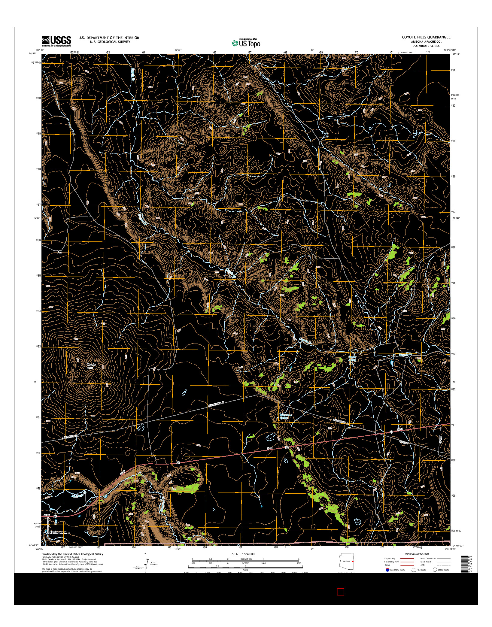 USGS US TOPO 7.5-MINUTE MAP FOR COYOTE HILLS, AZ 2014