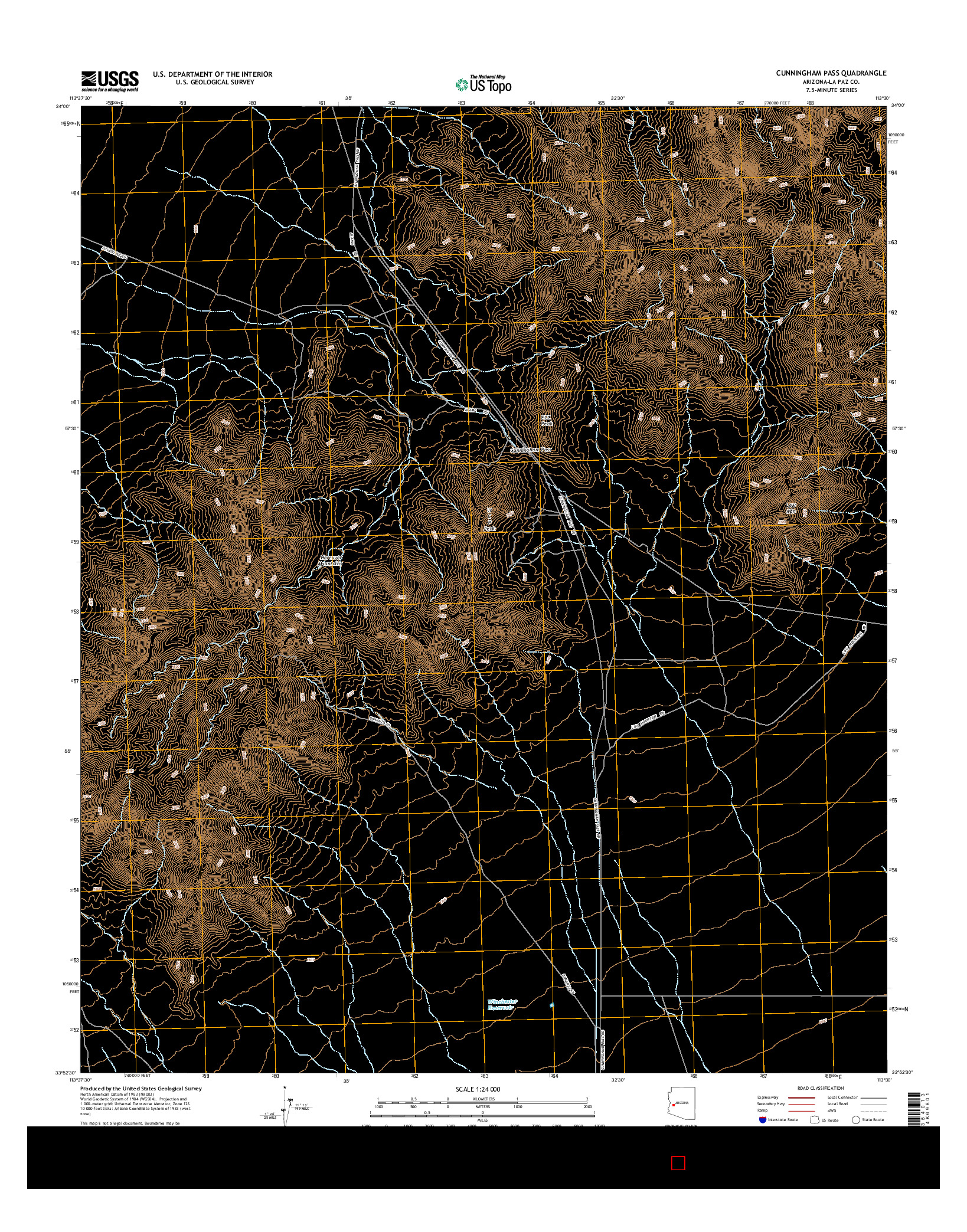 USGS US TOPO 7.5-MINUTE MAP FOR CUNNINGHAM PASS, AZ 2014