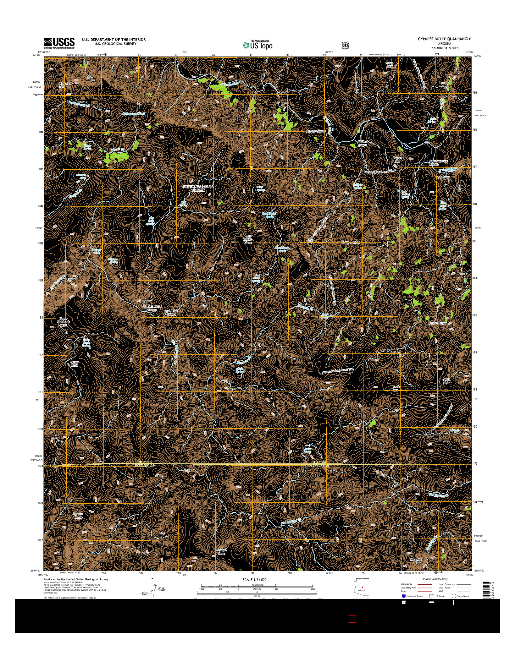 USGS US TOPO 7.5-MINUTE MAP FOR CYPRESS BUTTE, AZ 2014