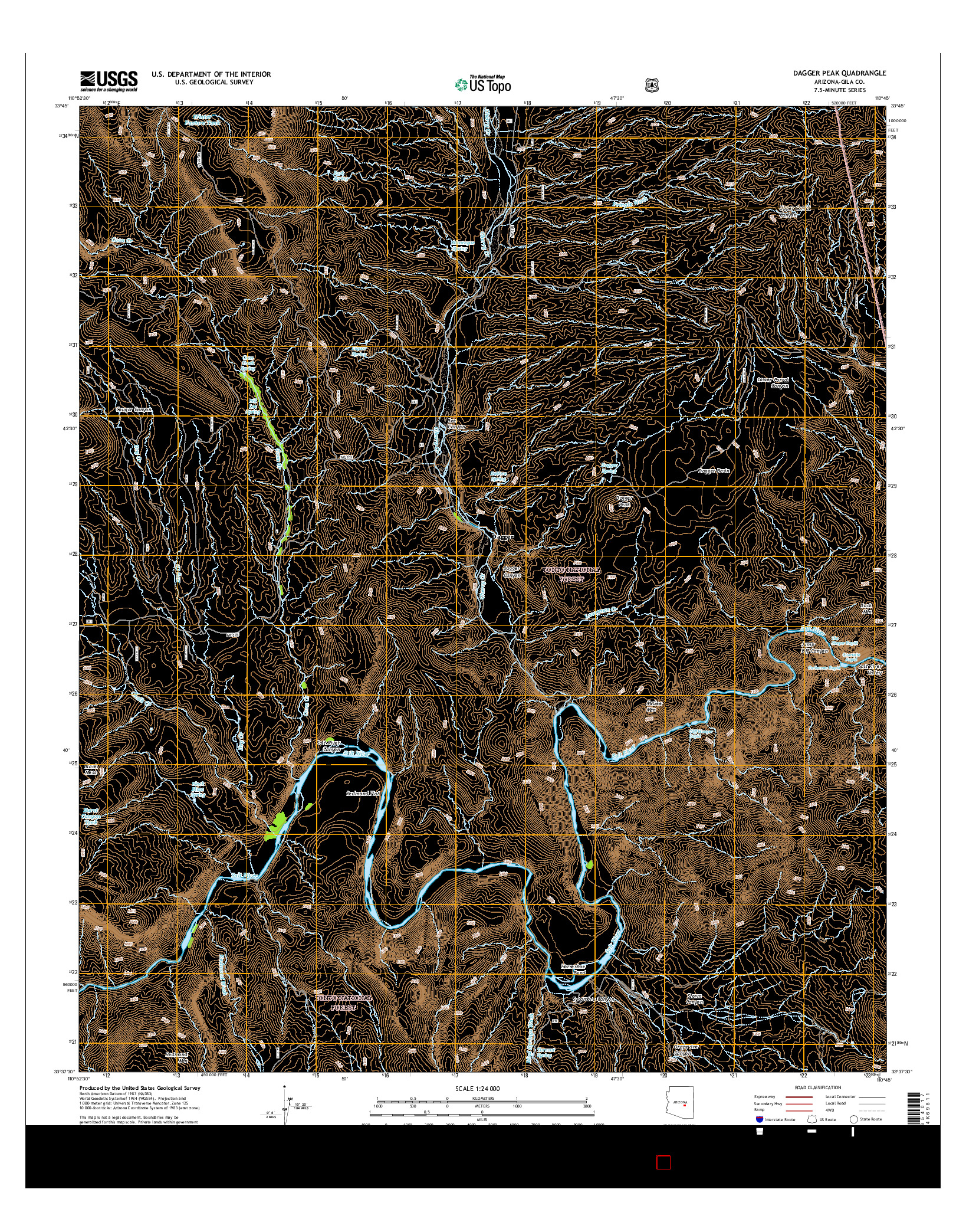 USGS US TOPO 7.5-MINUTE MAP FOR DAGGER PEAK, AZ 2014