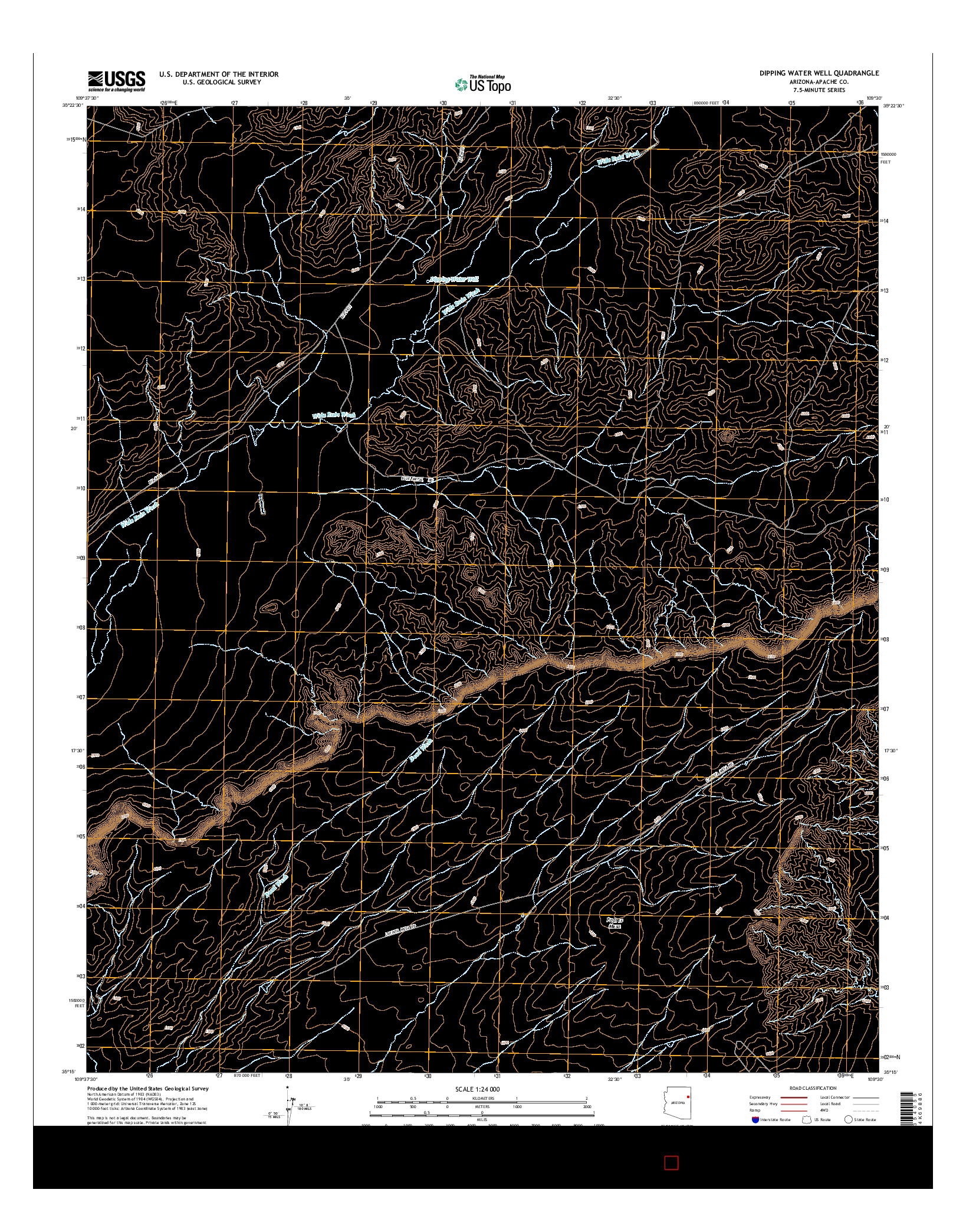 USGS US TOPO 7.5-MINUTE MAP FOR DIPPING WATER WELL, AZ 2014