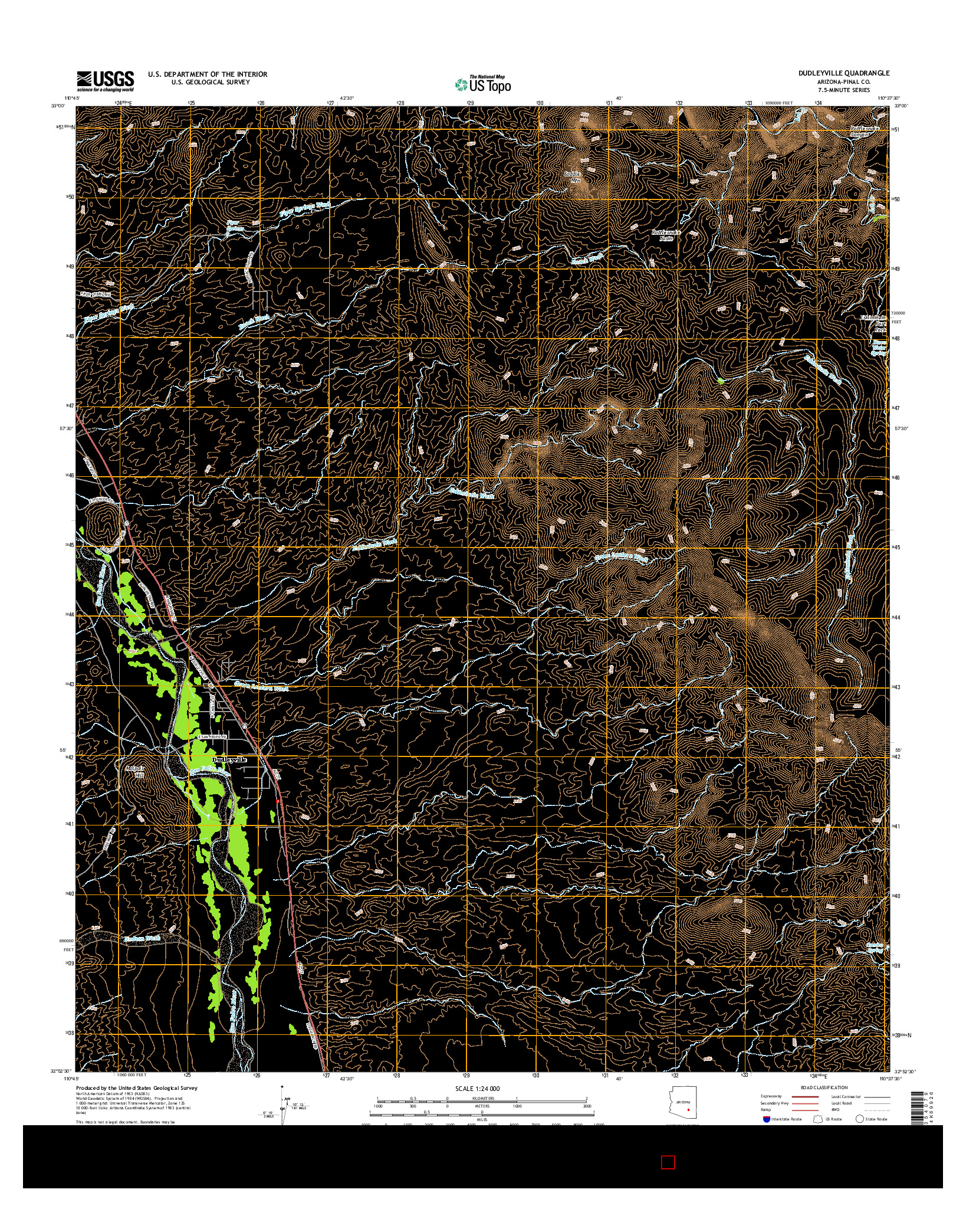 USGS US TOPO 7.5-MINUTE MAP FOR DUDLEYVILLE, AZ 2014