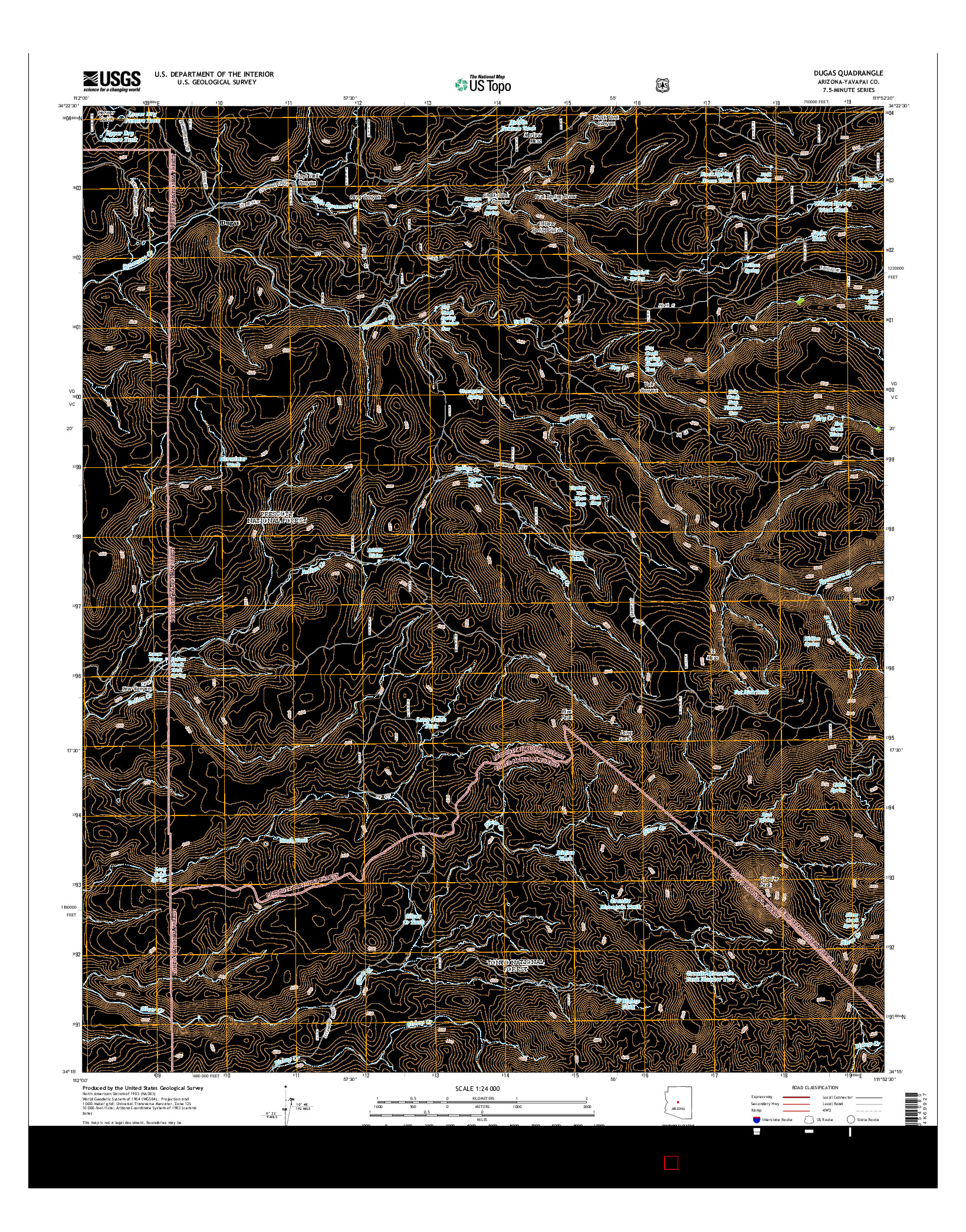 USGS US TOPO 7.5-MINUTE MAP FOR DUGAS, AZ 2014