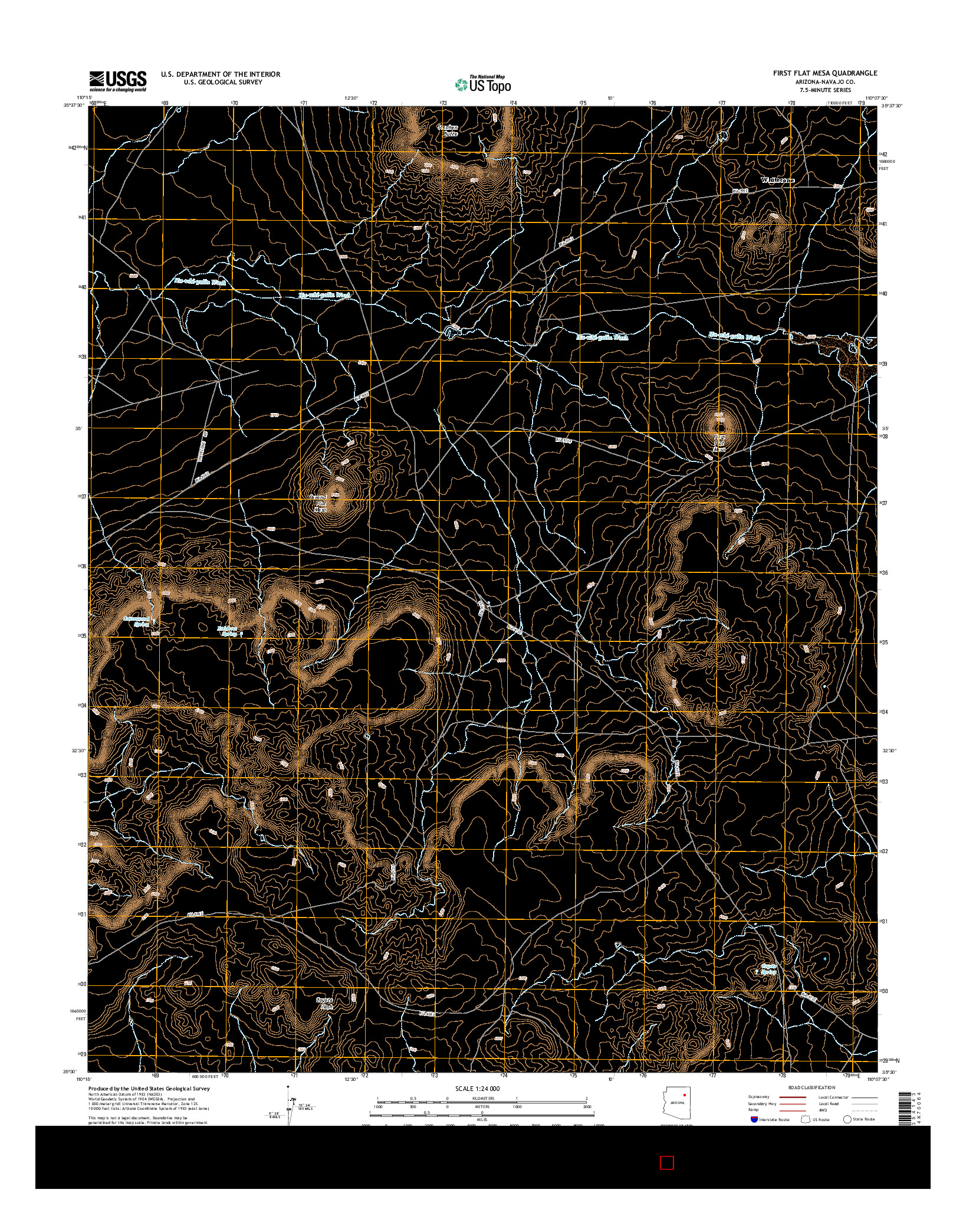 USGS US TOPO 7.5-MINUTE MAP FOR FIRST FLAT MESA, AZ 2014