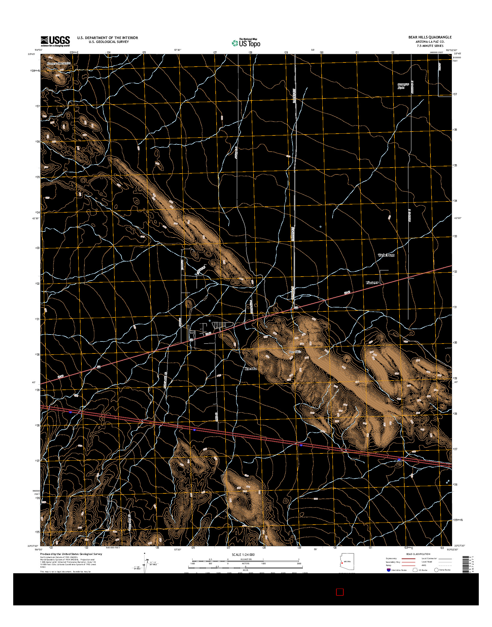 USGS US TOPO 7.5-MINUTE MAP FOR BEAR HILLS, AZ 2014