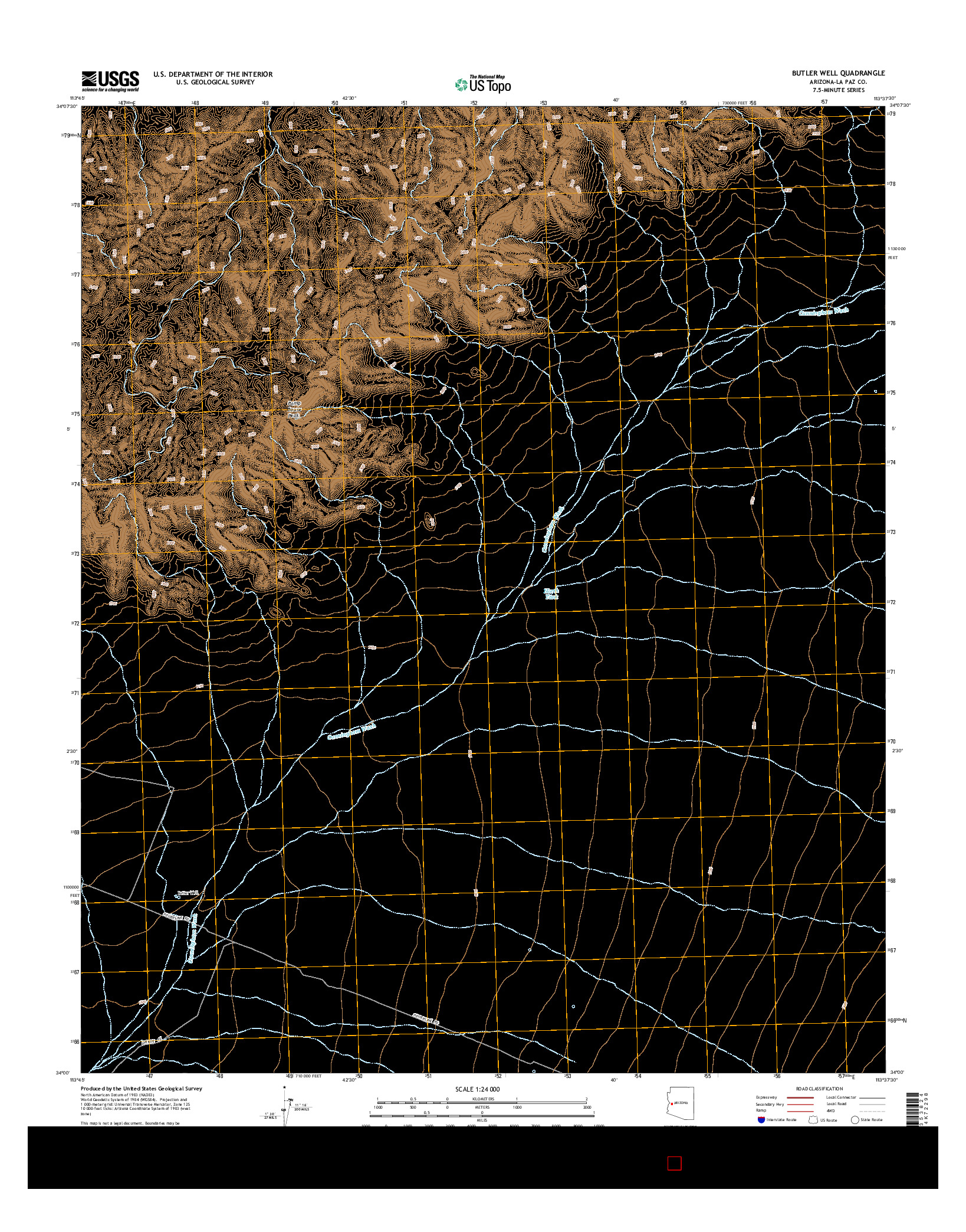 USGS US TOPO 7.5-MINUTE MAP FOR BUTLER WELL, AZ 2014