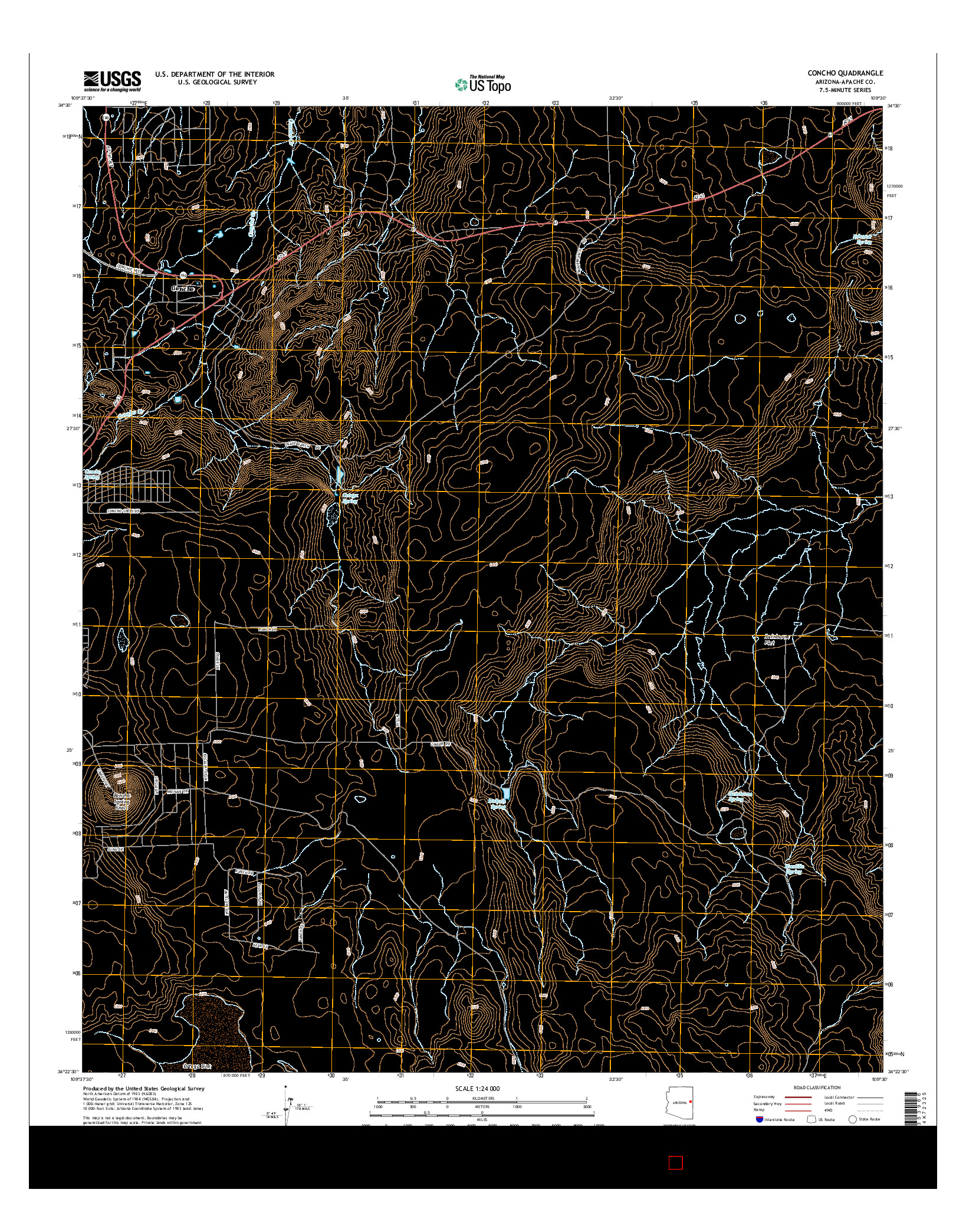 USGS US TOPO 7.5-MINUTE MAP FOR CONCHO, AZ 2014