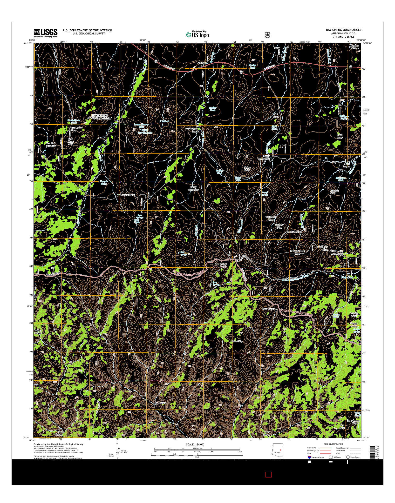 USGS US TOPO 7.5-MINUTE MAP FOR DAY SPRING, AZ 2014