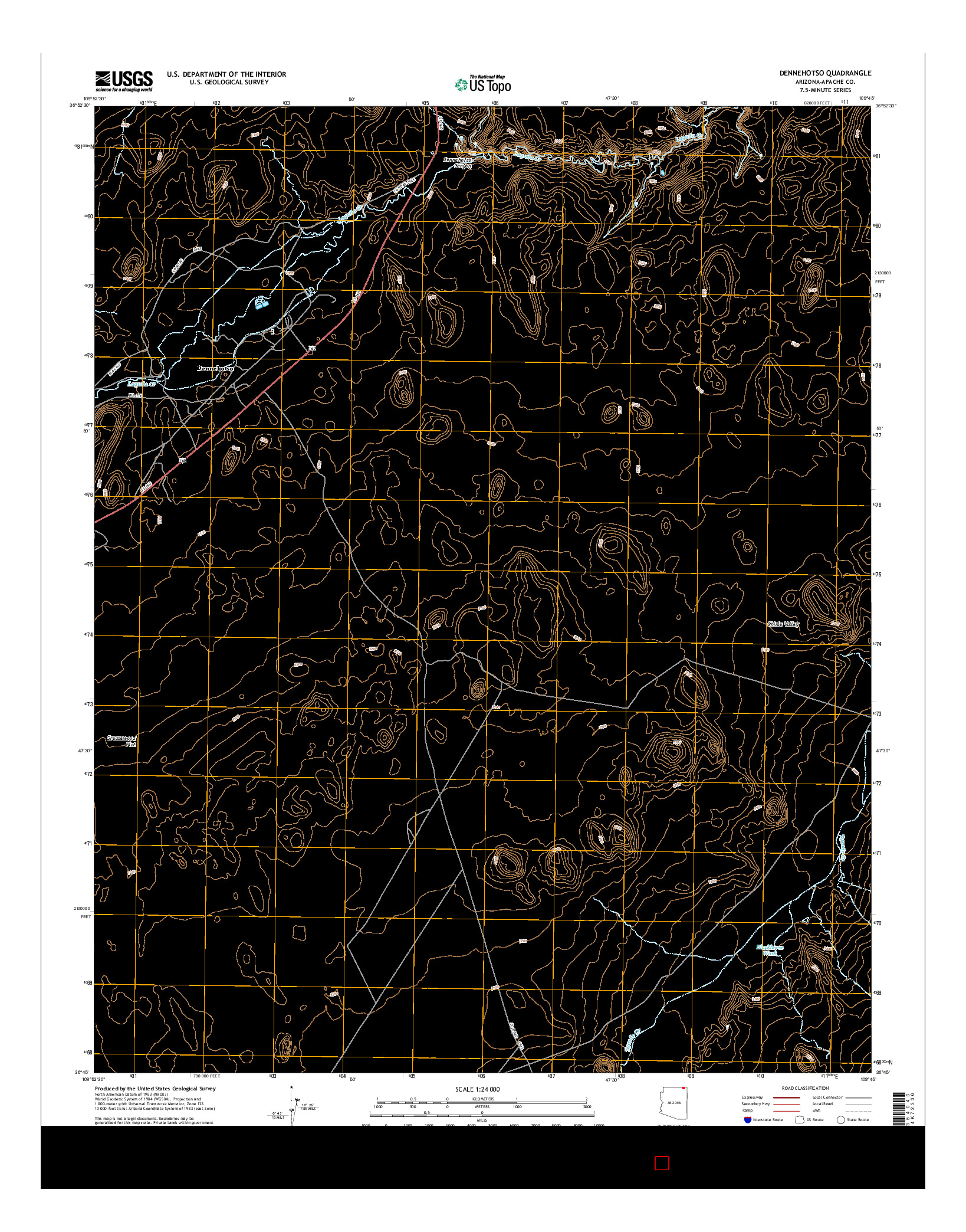 USGS US TOPO 7.5-MINUTE MAP FOR DENNEHOTSO, AZ 2014