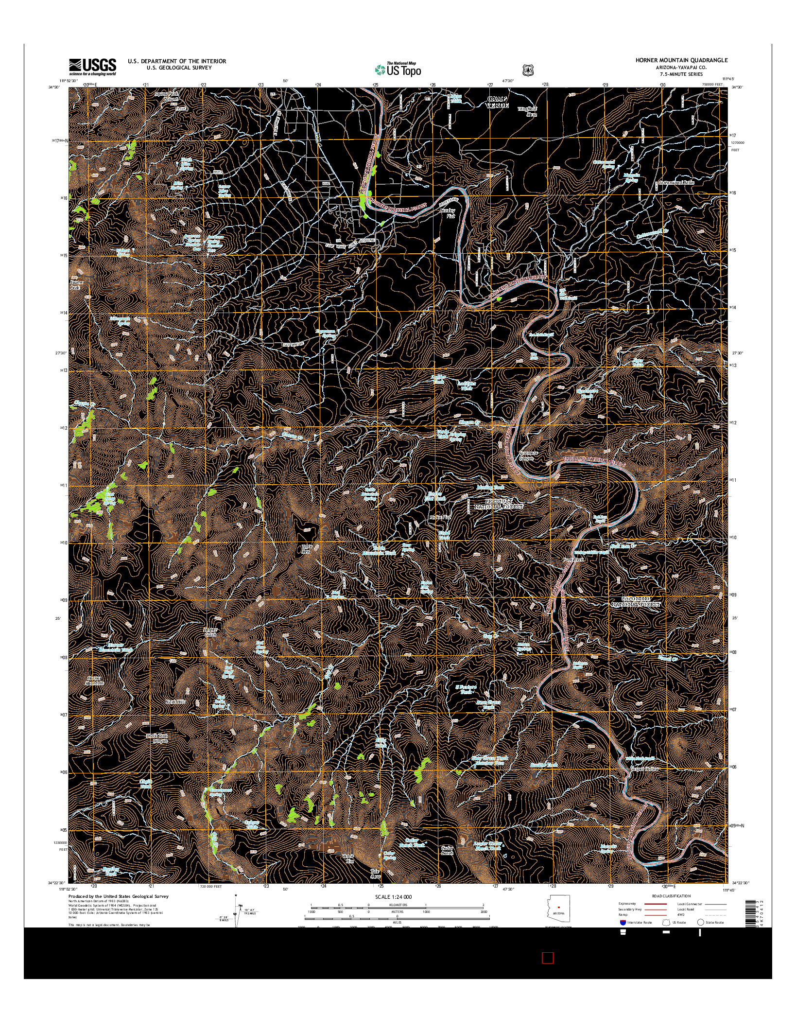 USGS US TOPO 7.5-MINUTE MAP FOR HORNER MOUNTAIN, AZ 2014