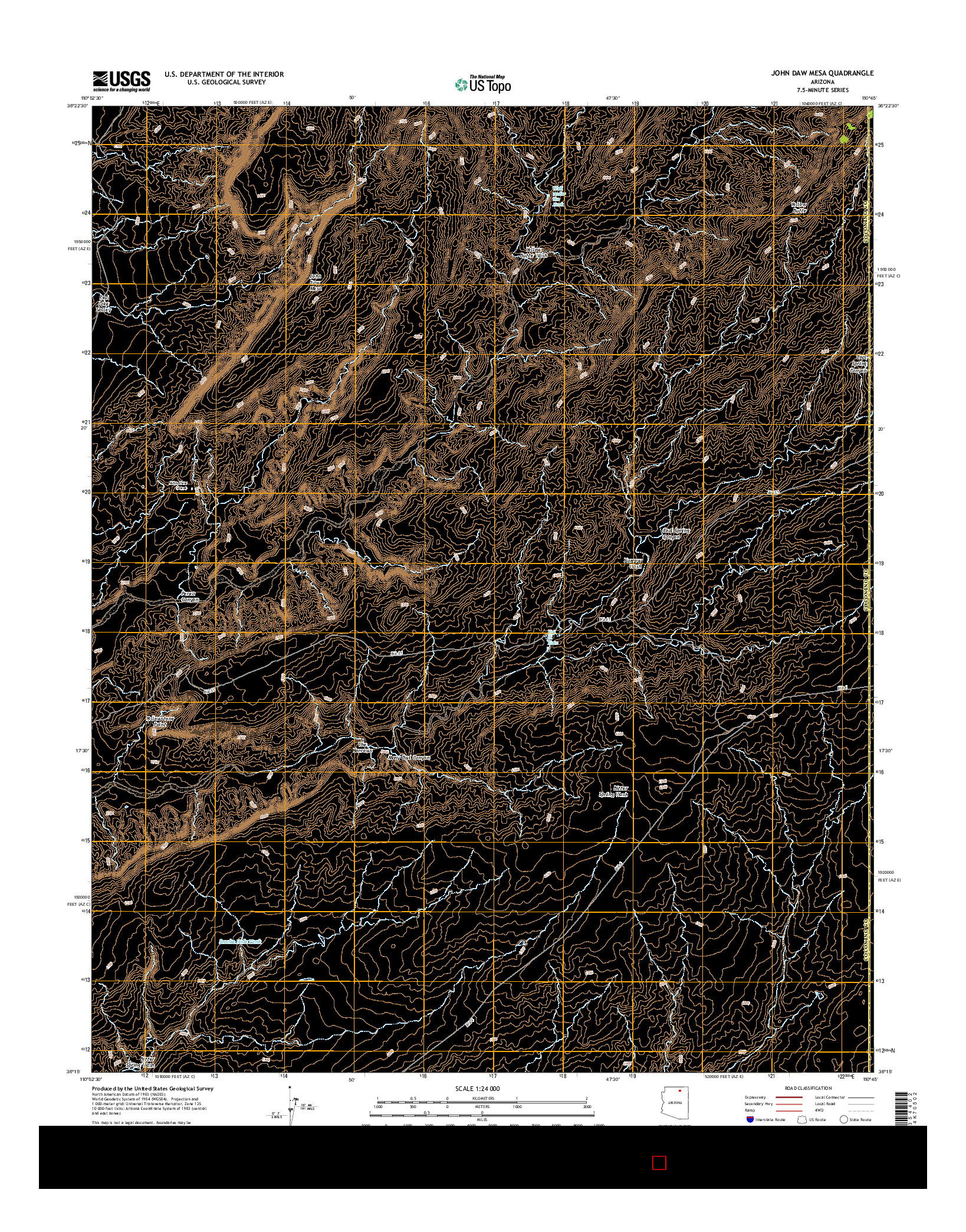USGS US TOPO 7.5-MINUTE MAP FOR JOHN DAW MESA, AZ 2014
