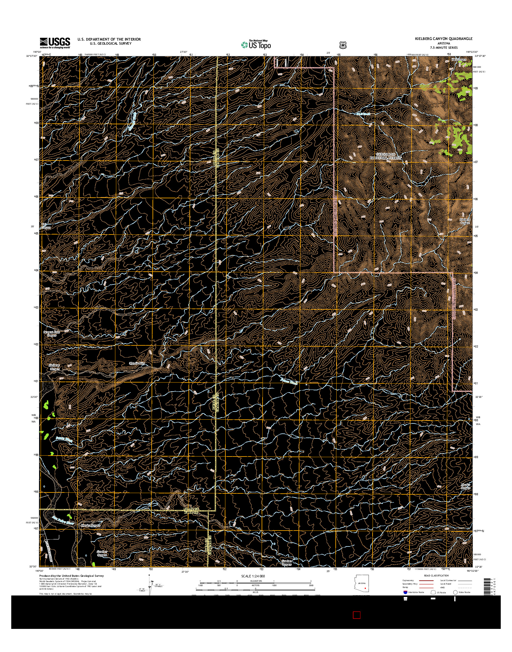 USGS US TOPO 7.5-MINUTE MAP FOR KIELBERG CANYON, AZ 2014