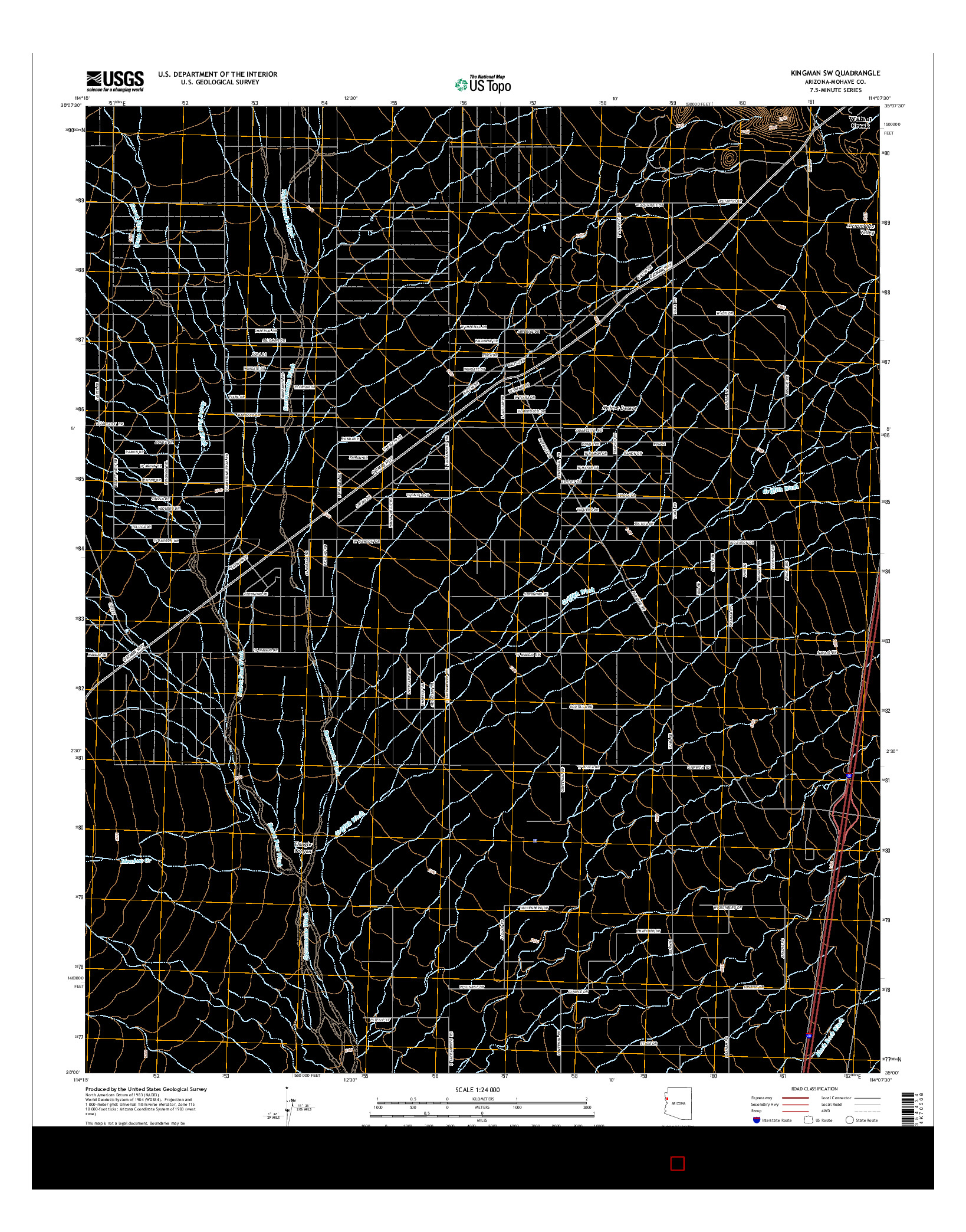 USGS US TOPO 7.5-MINUTE MAP FOR KINGMAN SW, AZ 2014