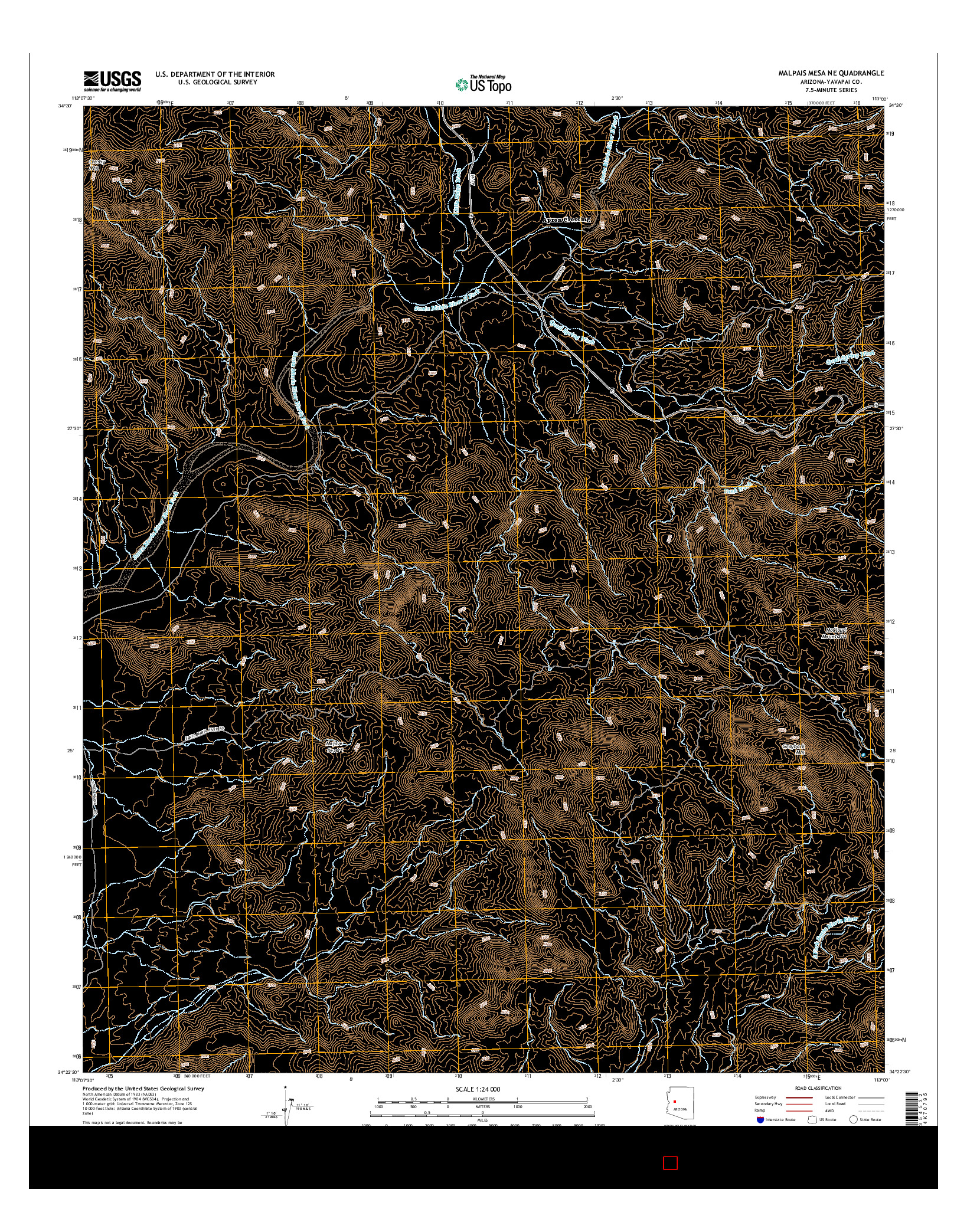 USGS US TOPO 7.5-MINUTE MAP FOR MALPAIS MESA NE, AZ 2014