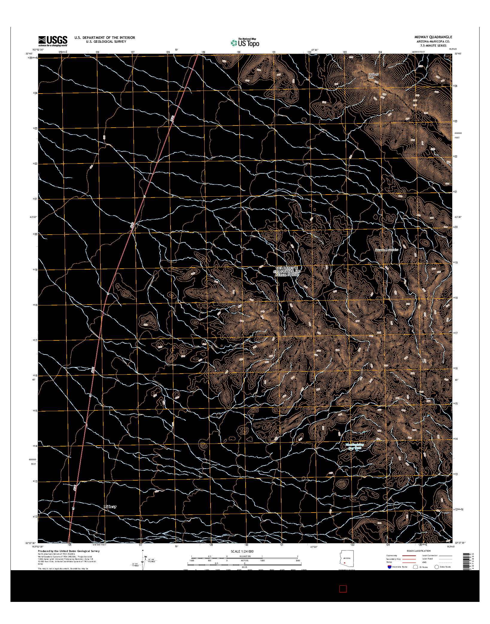 USGS US TOPO 7.5-MINUTE MAP FOR MIDWAY, AZ 2014