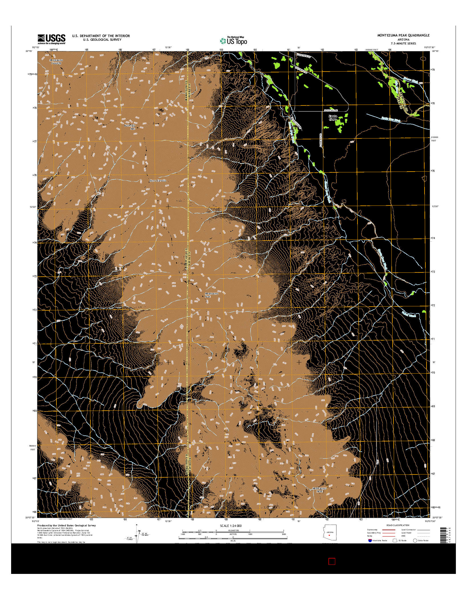 USGS US TOPO 7.5-MINUTE MAP FOR MONTEZUMA PEAK, AZ 2014
