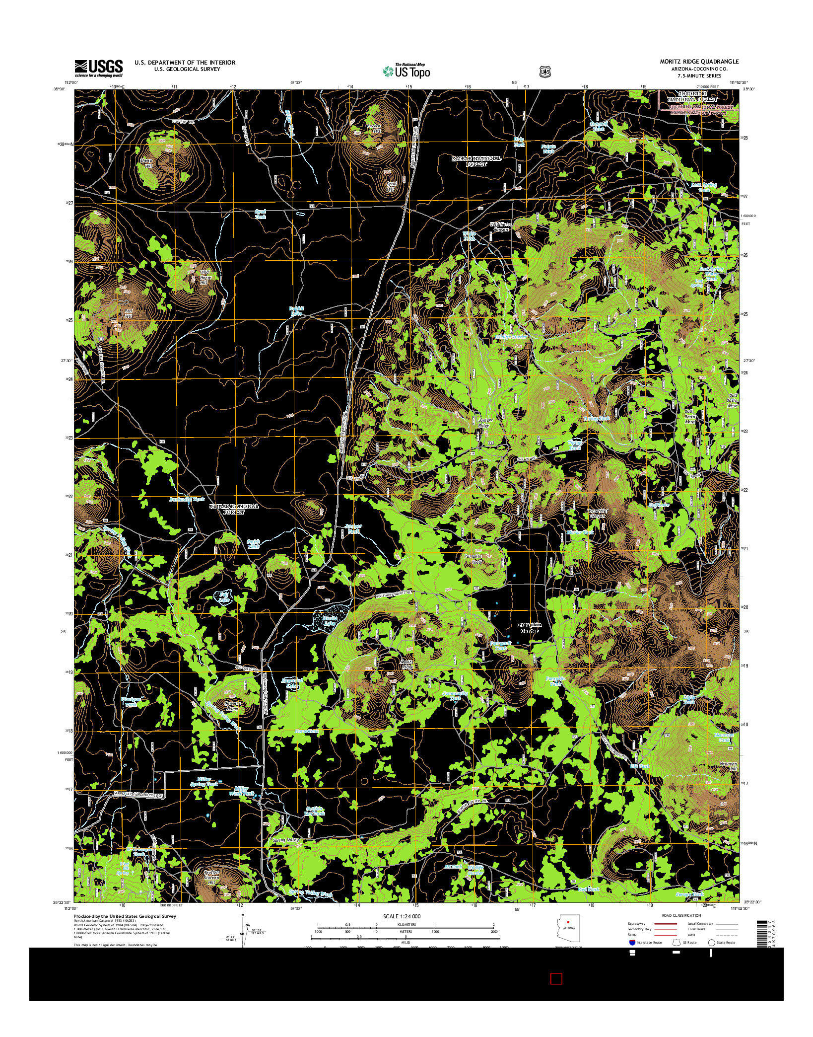USGS US TOPO 7.5-MINUTE MAP FOR MORITZ RIDGE, AZ 2014