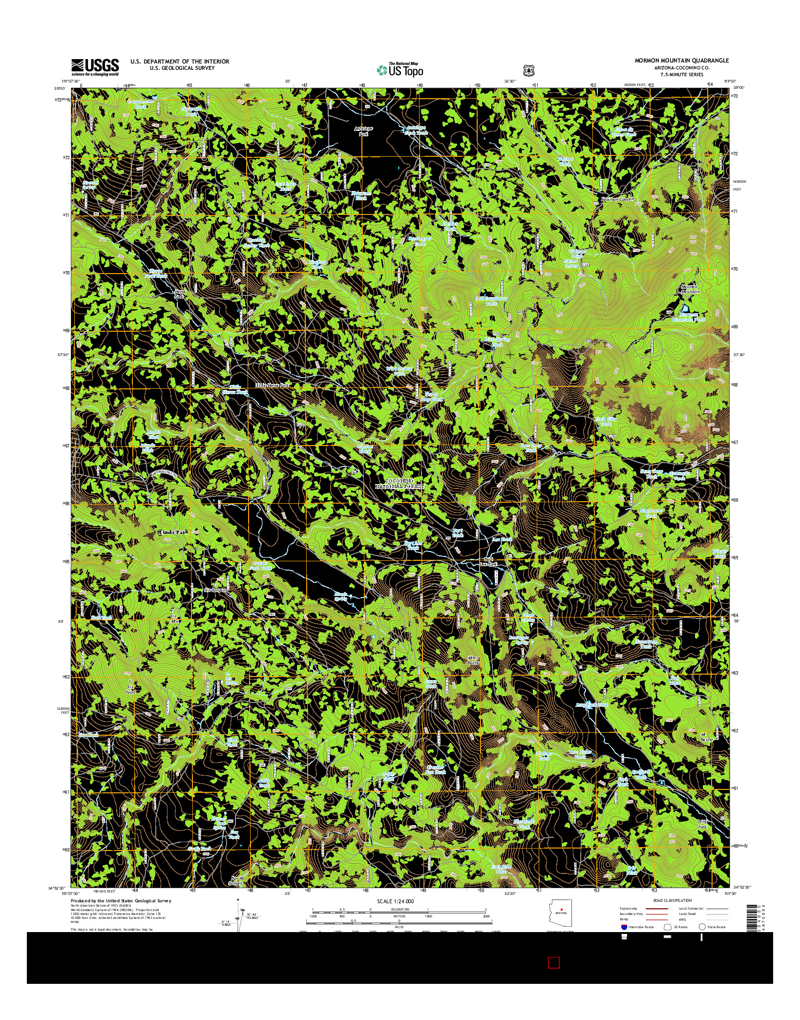 USGS US TOPO 7.5-MINUTE MAP FOR MORMON MOUNTAIN, AZ 2014