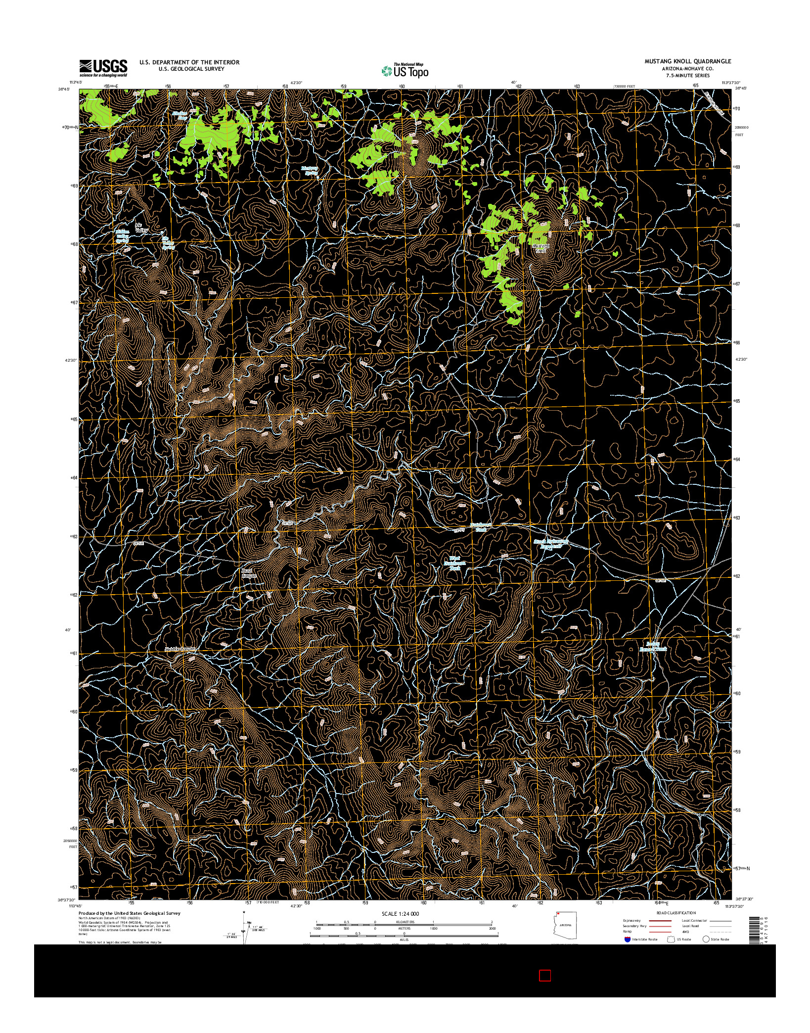 USGS US TOPO 7.5-MINUTE MAP FOR MUSTANG KNOLL, AZ 2014