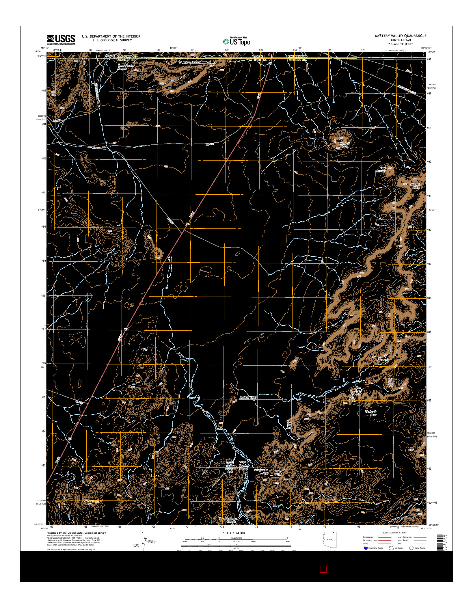 USGS US TOPO 7.5-MINUTE MAP FOR MYSTERY VALLEY, AZ-UT 2014